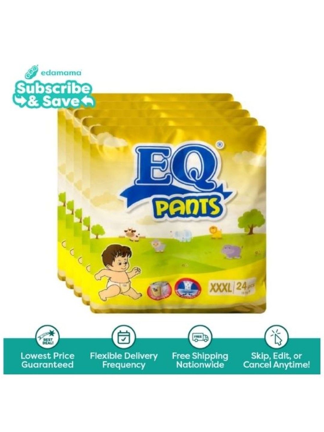 EQ Diapers and Wipes Pants Big Pack Pants Diaper XXXL (24 pcs x 5 pack