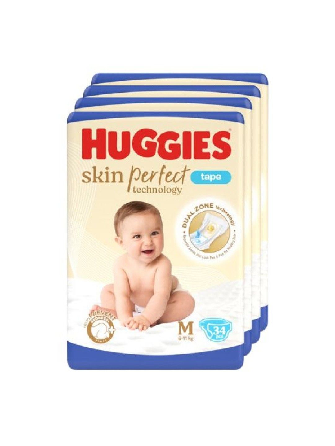 Huggies Skin Perfect Diaper -  Medium 34 pcs x 4 pack (136 pcs) (No Color- Image 1)