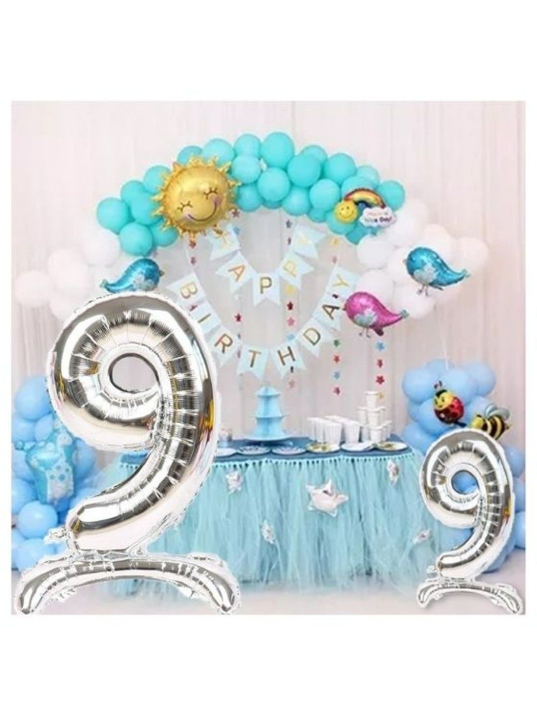 Party-Doh Standing Silver Foil Number Balloon (32in) (000- Image 3)