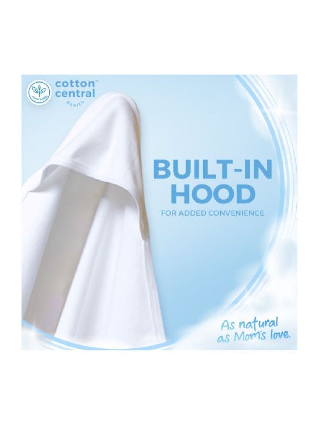 Cotton Central™ Gentle Terry Hooded Towel 100% USA Cotton (Snow White- Image 3)