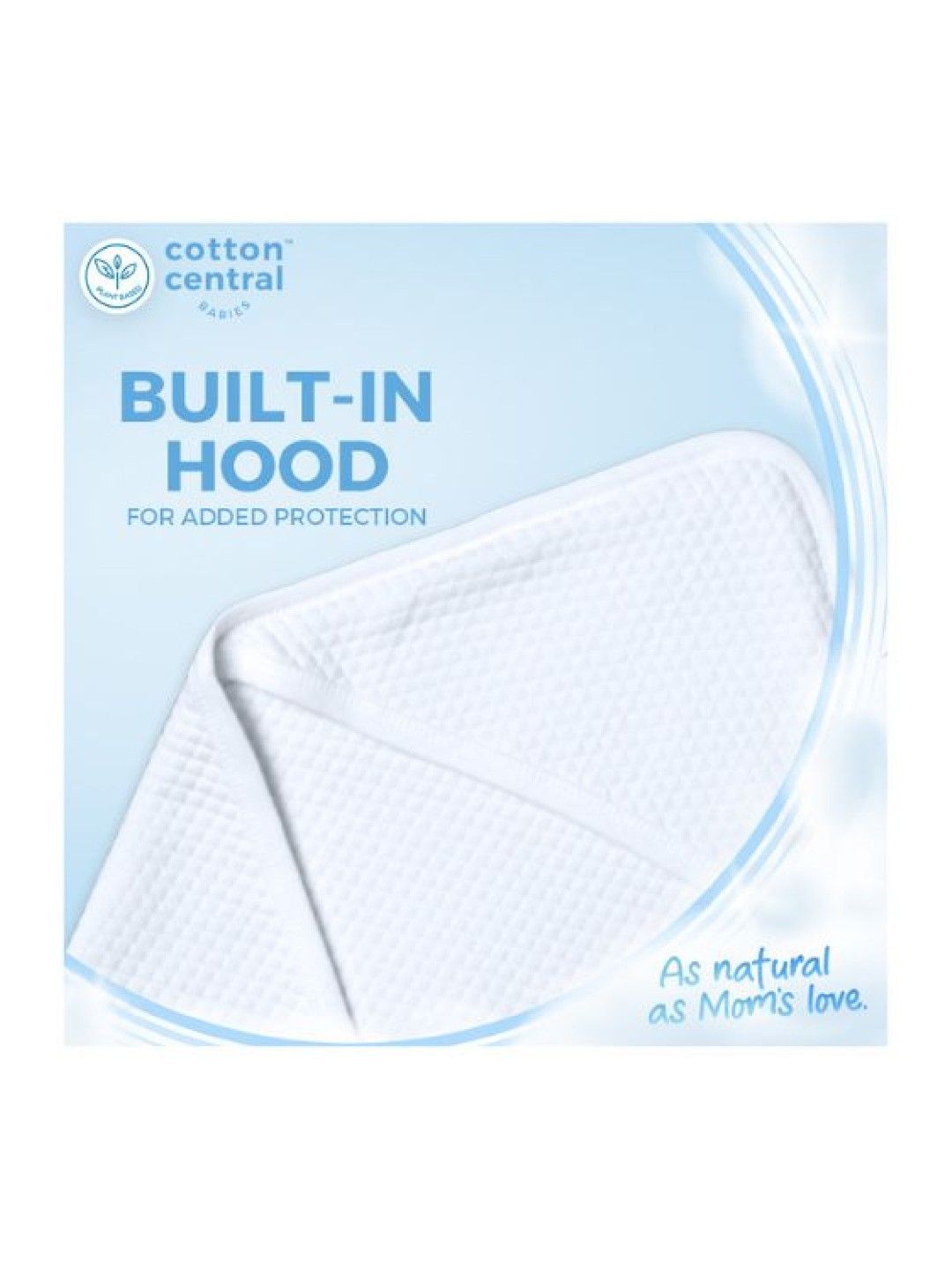 Cotton Central™ Receiving Blanket with Hood Premium 100% USA Cotton (Snow White- Image 4)