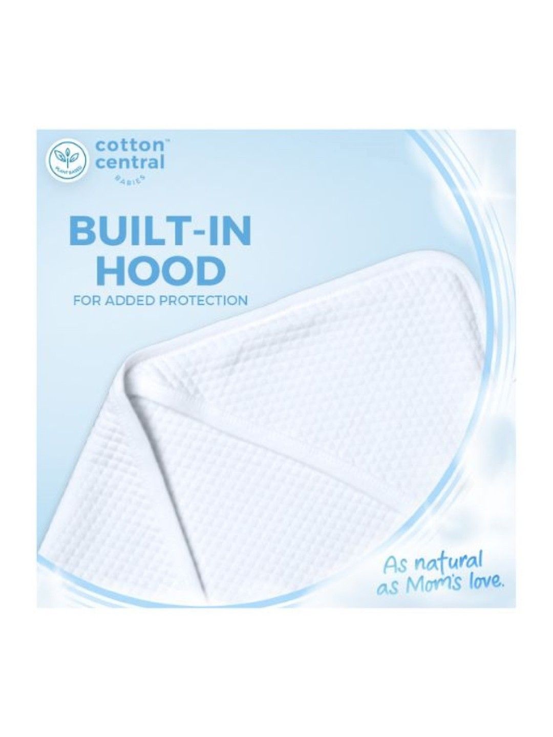 Cotton Central™ Receiving Blanket with Hood Premium 100% USA Cotton (Snow White- Image 4)