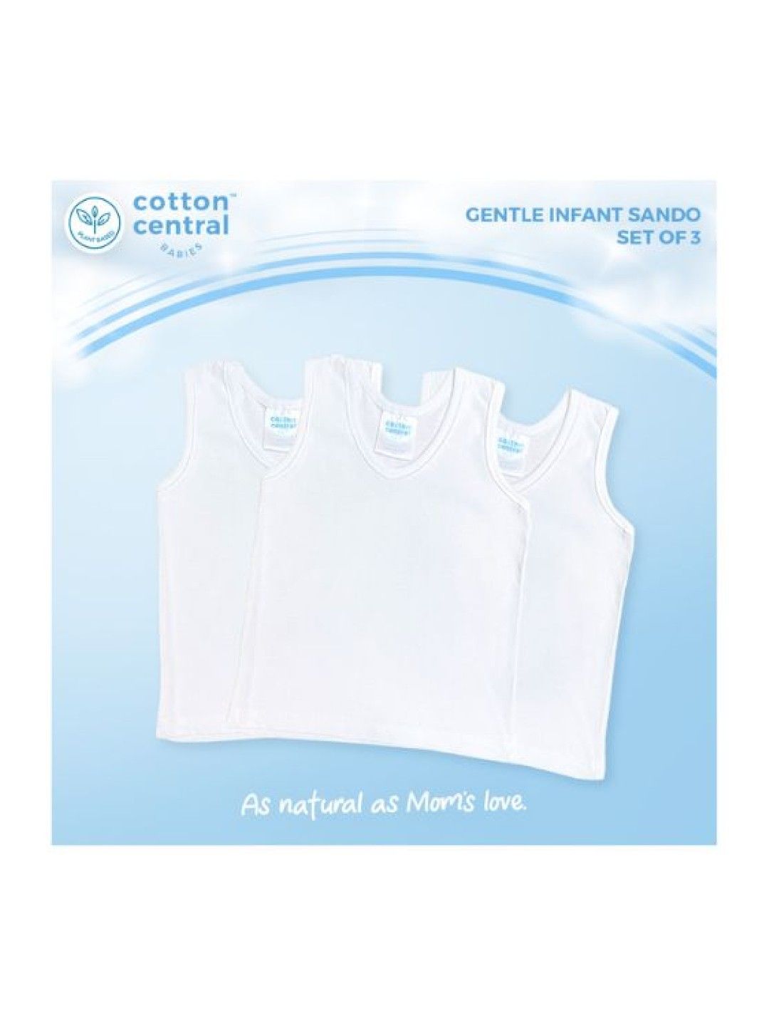 Cotton Central™ Infant Sando 100% USA Cotton (3pcs) (Snow White- Image 2)