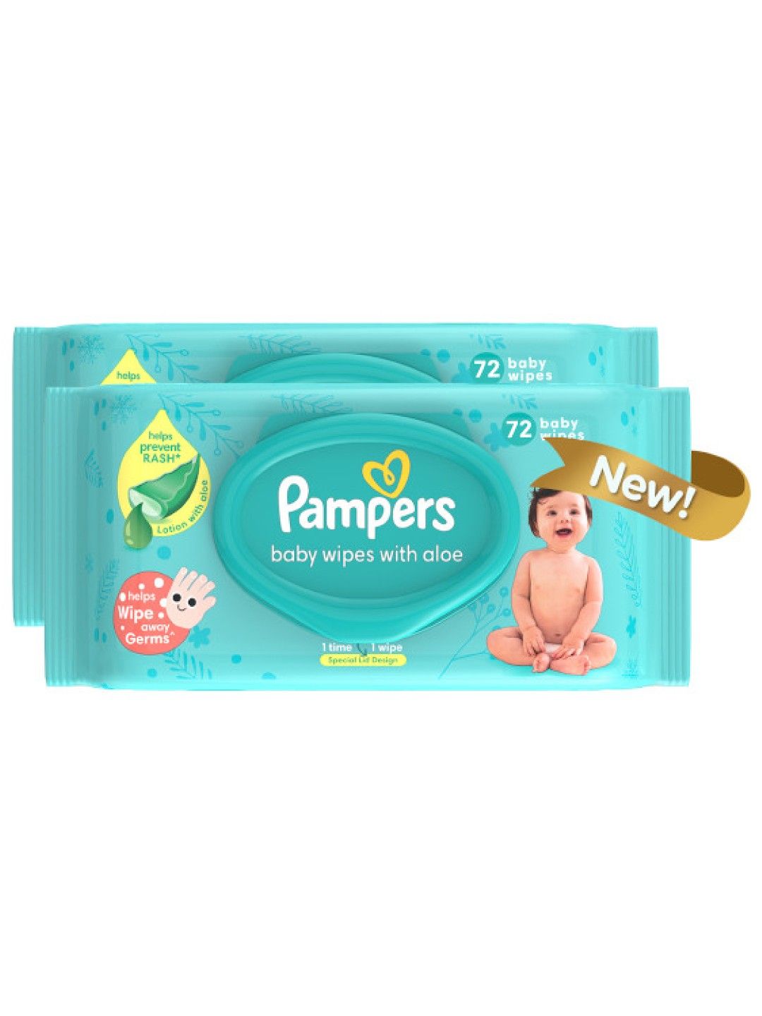 Pampers Baby Wipes with Aloe 72s 2-Pack (144s) (No Color- Image 1)
