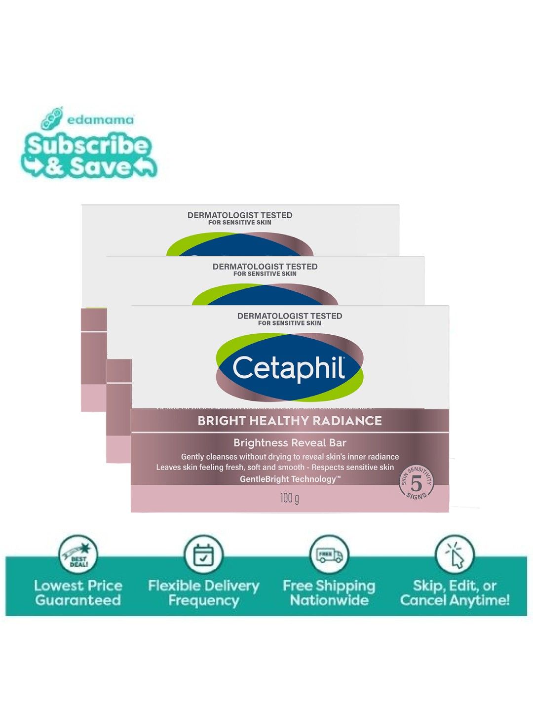 Cetaphil Brightness Reveal Bar (100g x 3) - Subscription