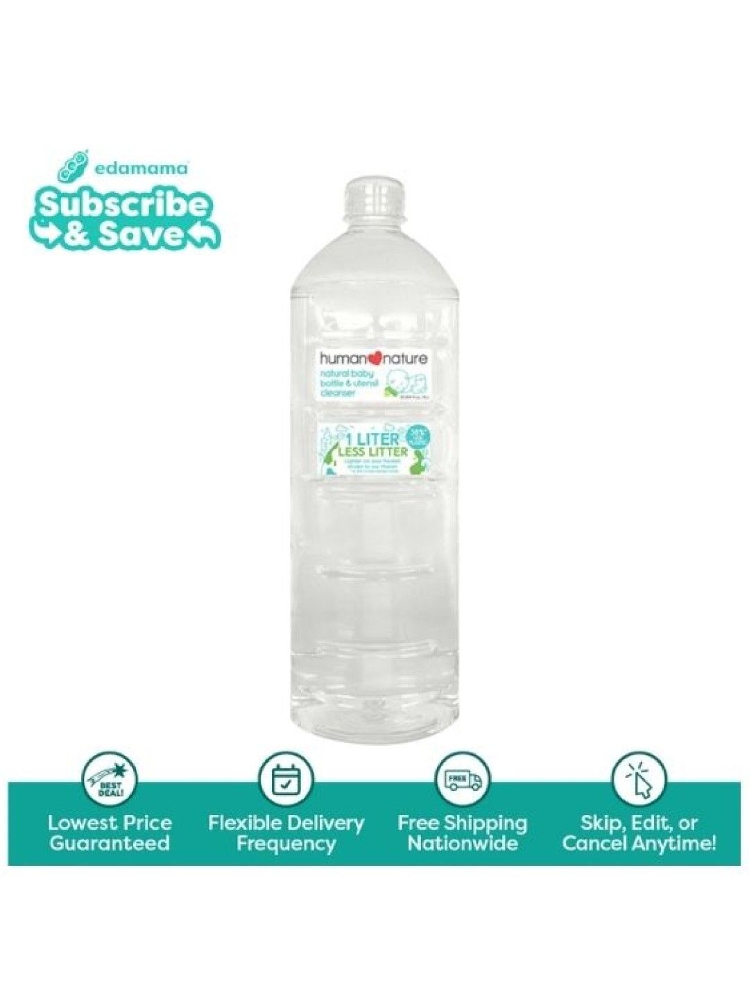 Human Nature Baby Bottle & Utensil Cleanser (1L) - Subscription