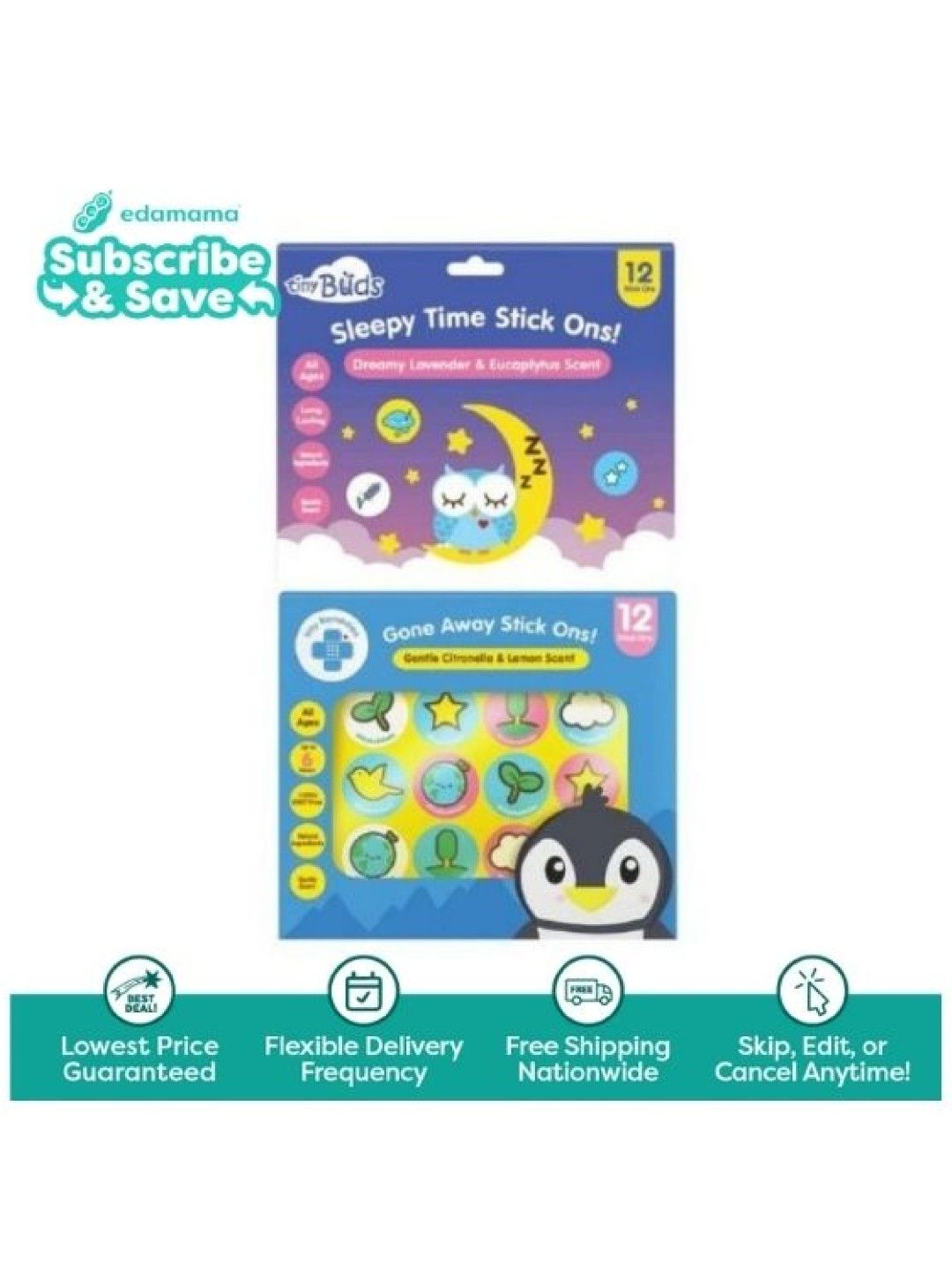 Tiny Buds Sleepy Time Stick Ons (12 pcs) and Gone Away Stick Ons (12 pcs) - Subscription
