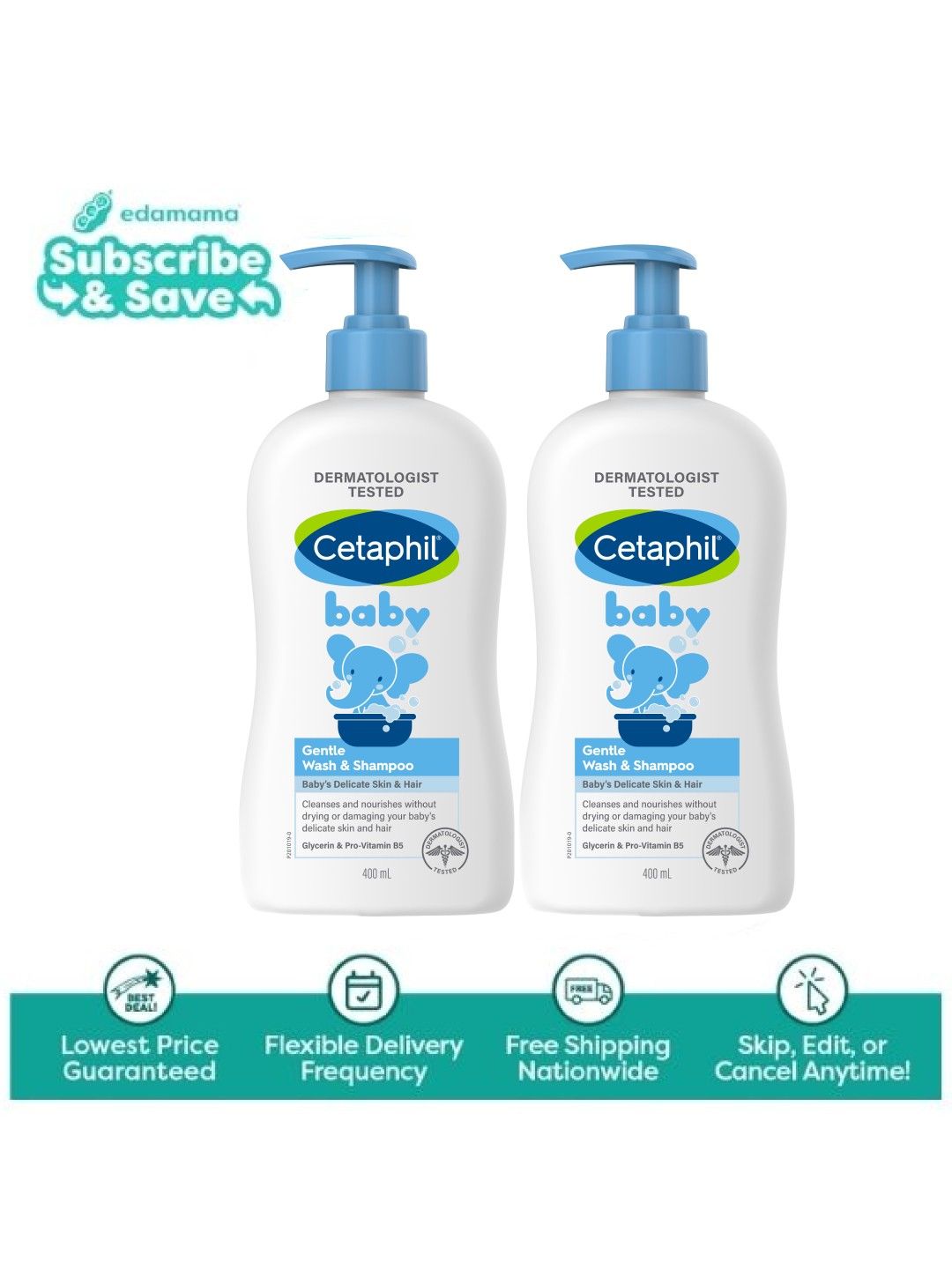 Cetaphil Baby Baby Gentle Wash & Shampoo Pump (400ml x 2) - Subscription