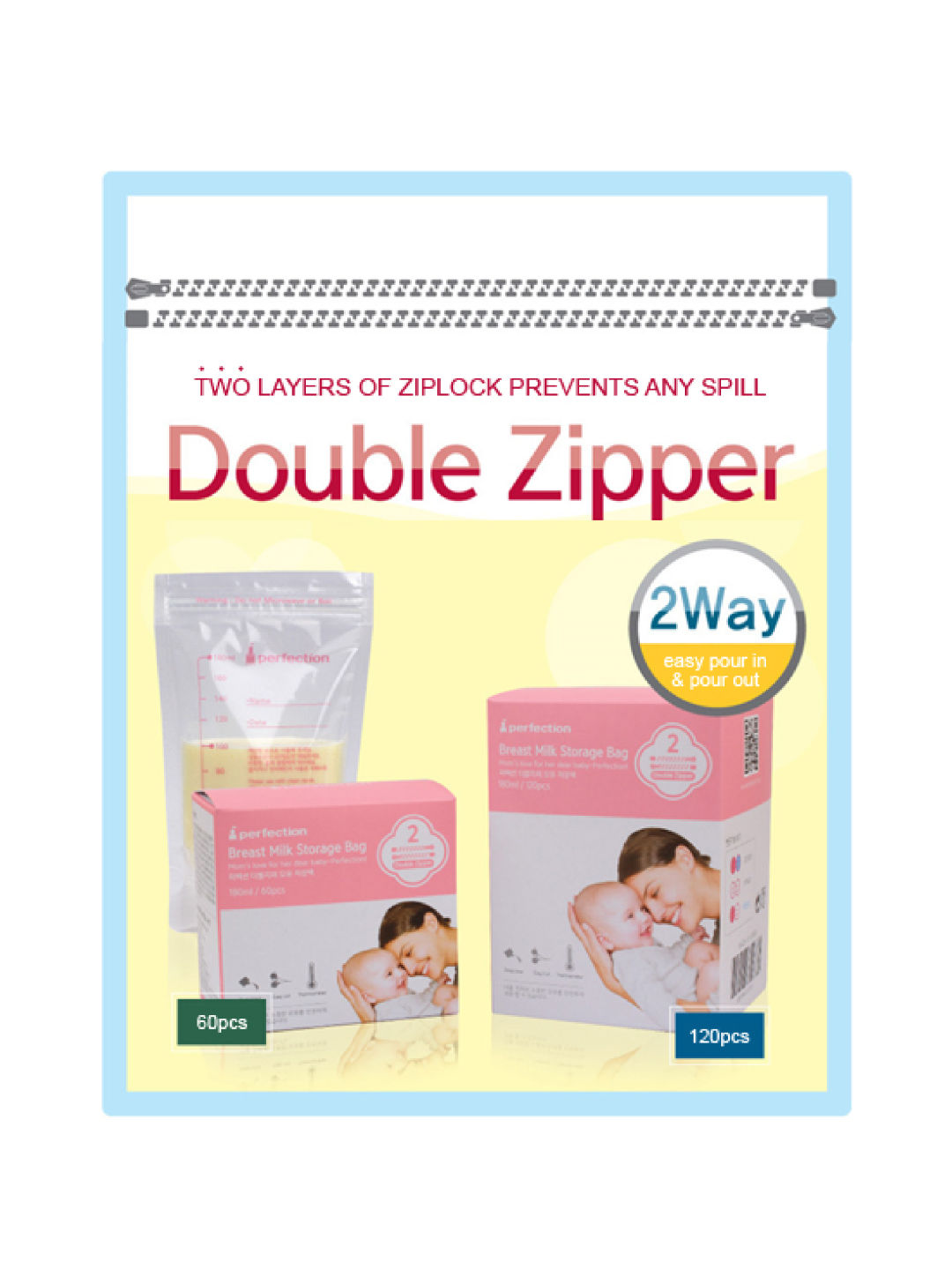 Perfection Double Zipper Breast Milk Bag w/ Temp Detection  (120 pcs) (No Color- Image 4)