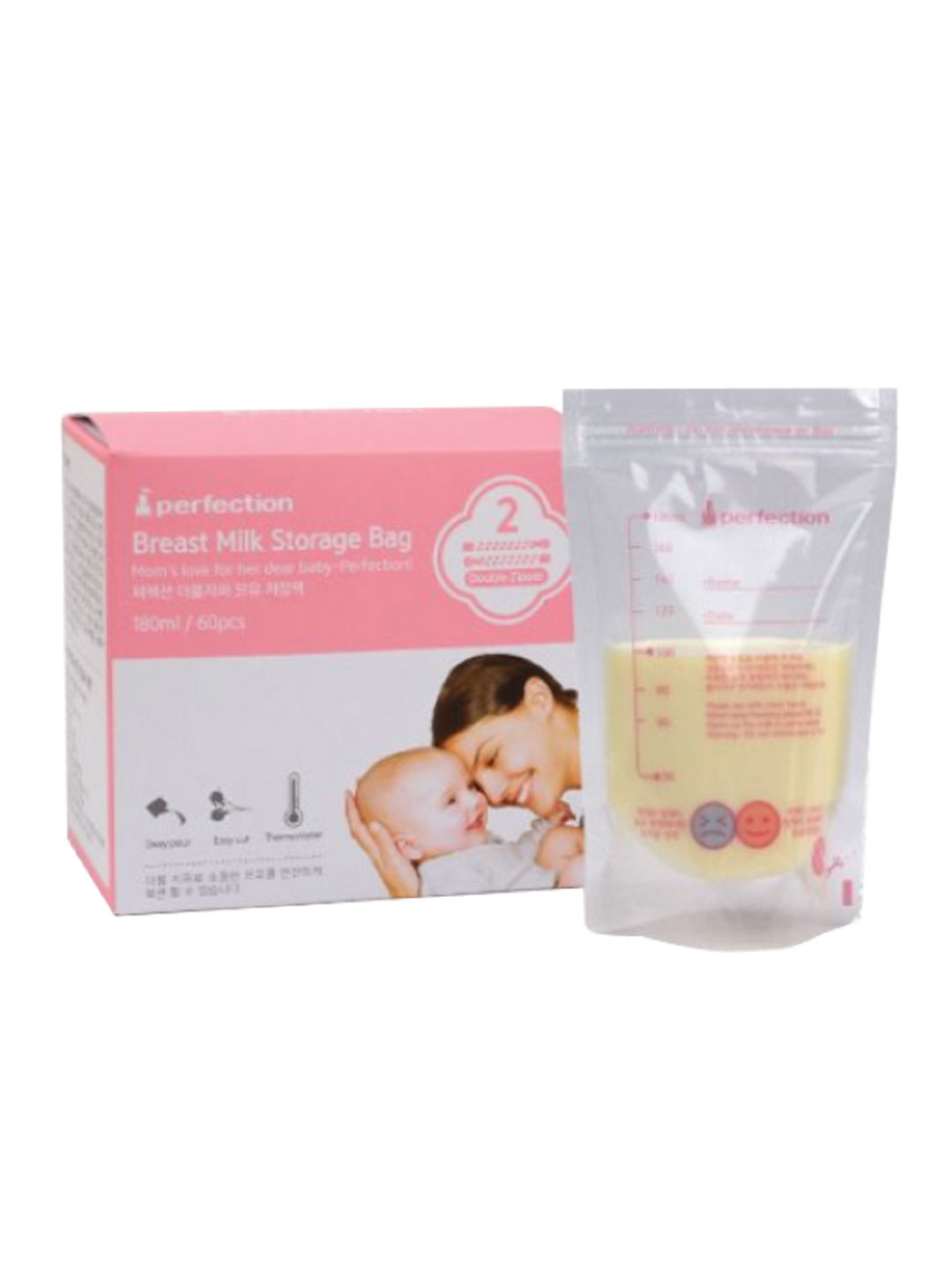 Perfection Double Zipper Breast Milk Bag w/ Temp Detection (60 pcs)