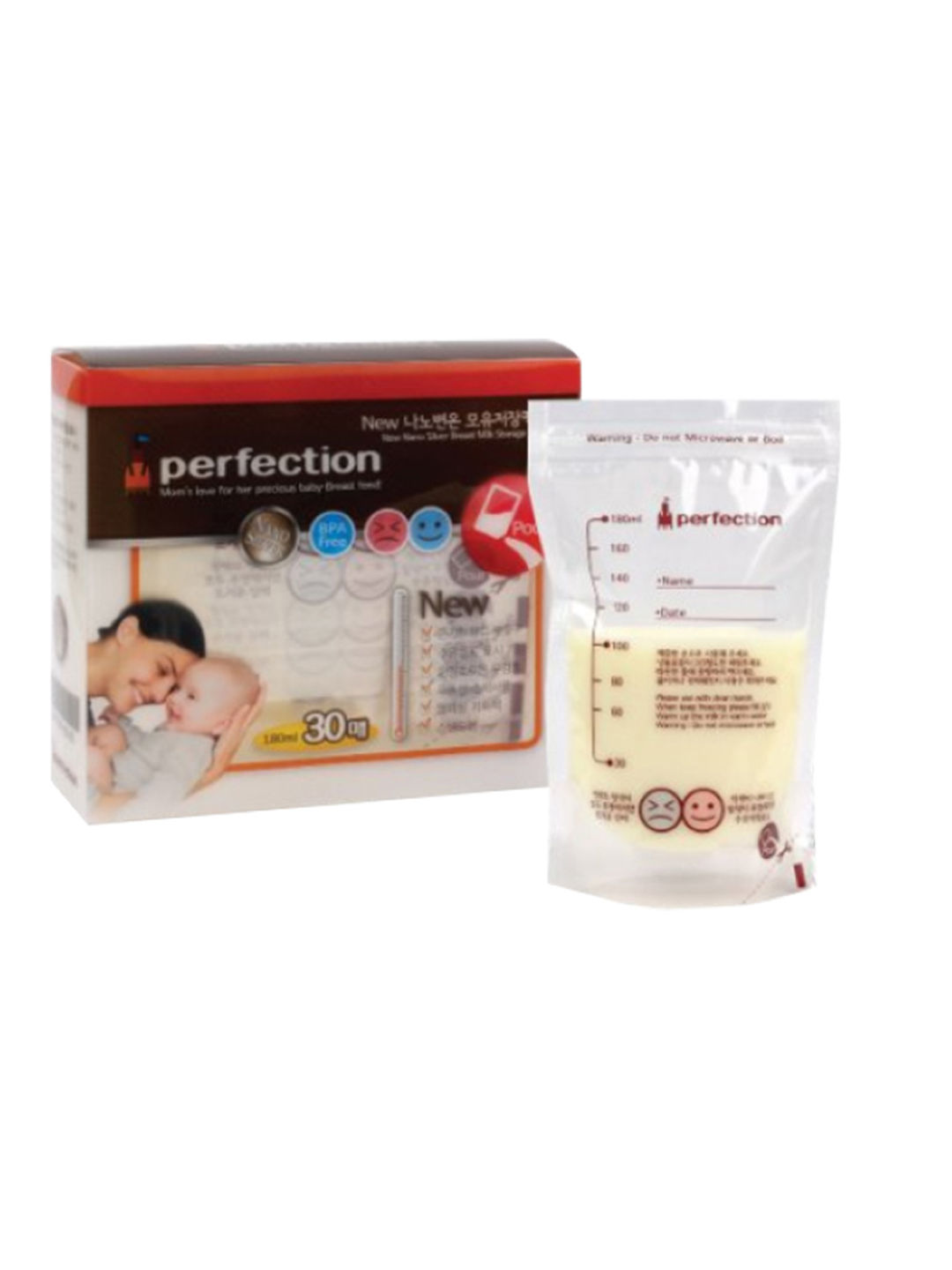 Perfection Antibacterial Breastmilk Bag w/ Nano Silver  180ml (30 pcs) (No Color- Image 1)