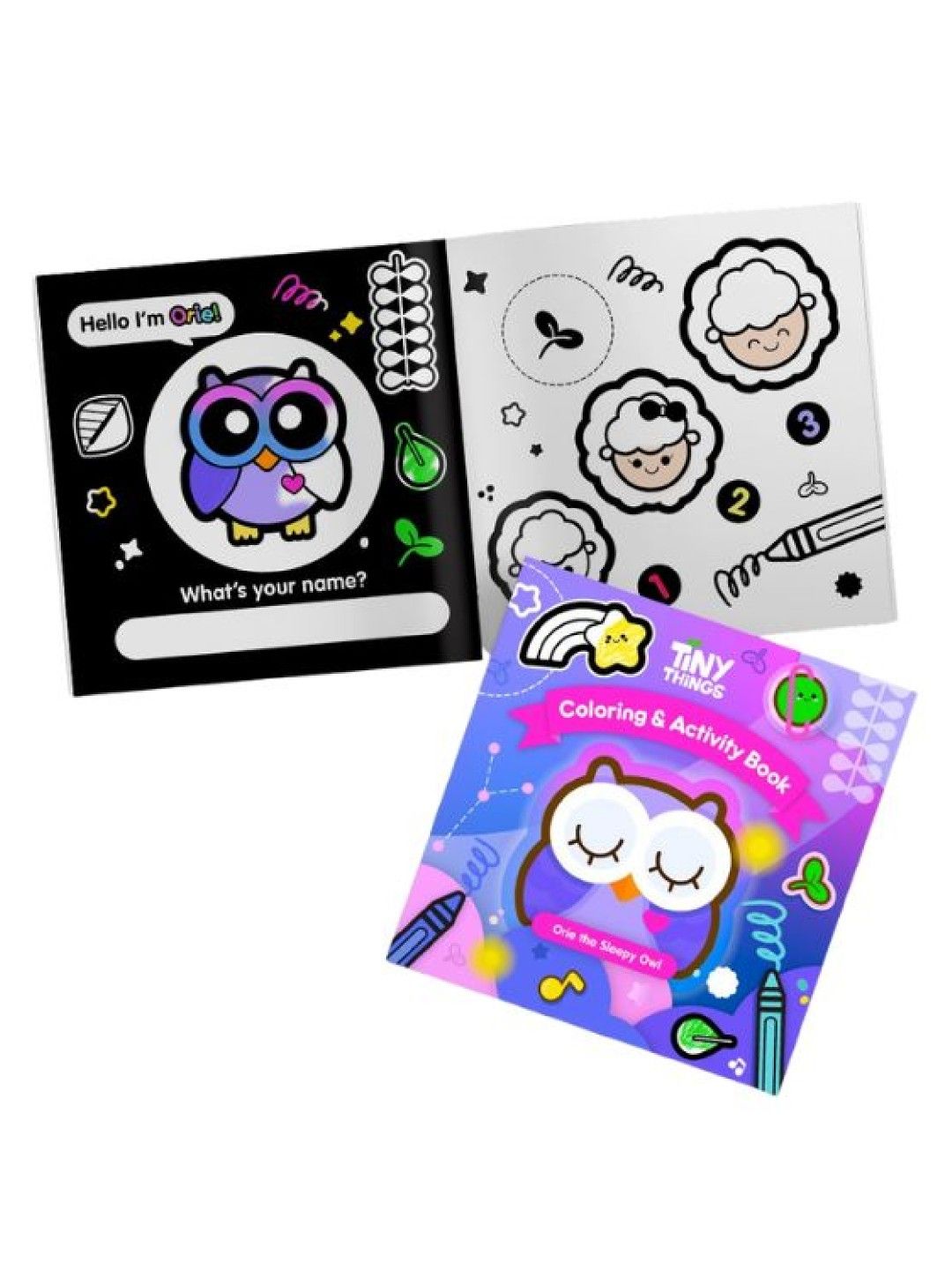 Tiny Buds Orie the Sleepy Owl Coloring & Activity Book (No Color- Image 1)