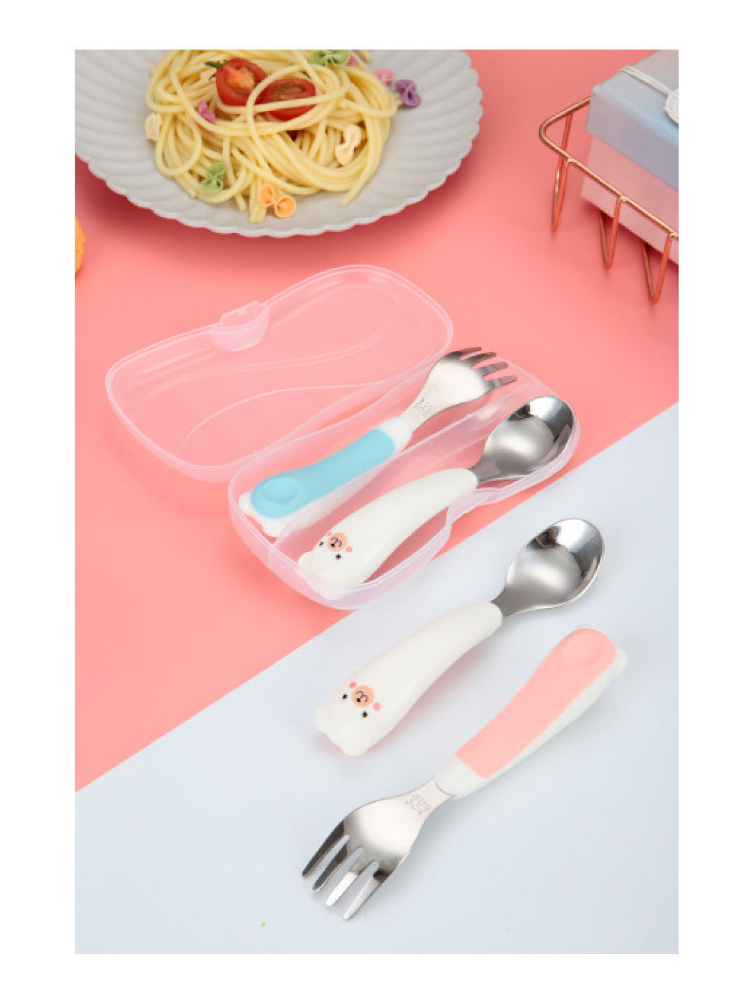 Bub à Petit Toddler Silverware Stainless Utensils Set (Pink- Image 2)