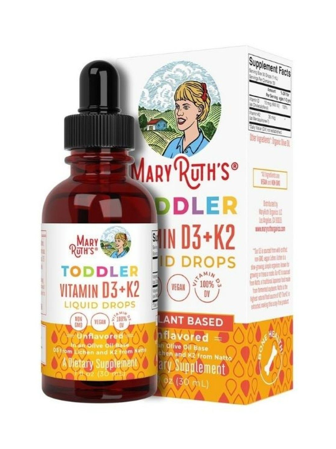 Mary Ruth's Toddler Vitamin D3+K2 Liquid Drops (No Color- Image 1)