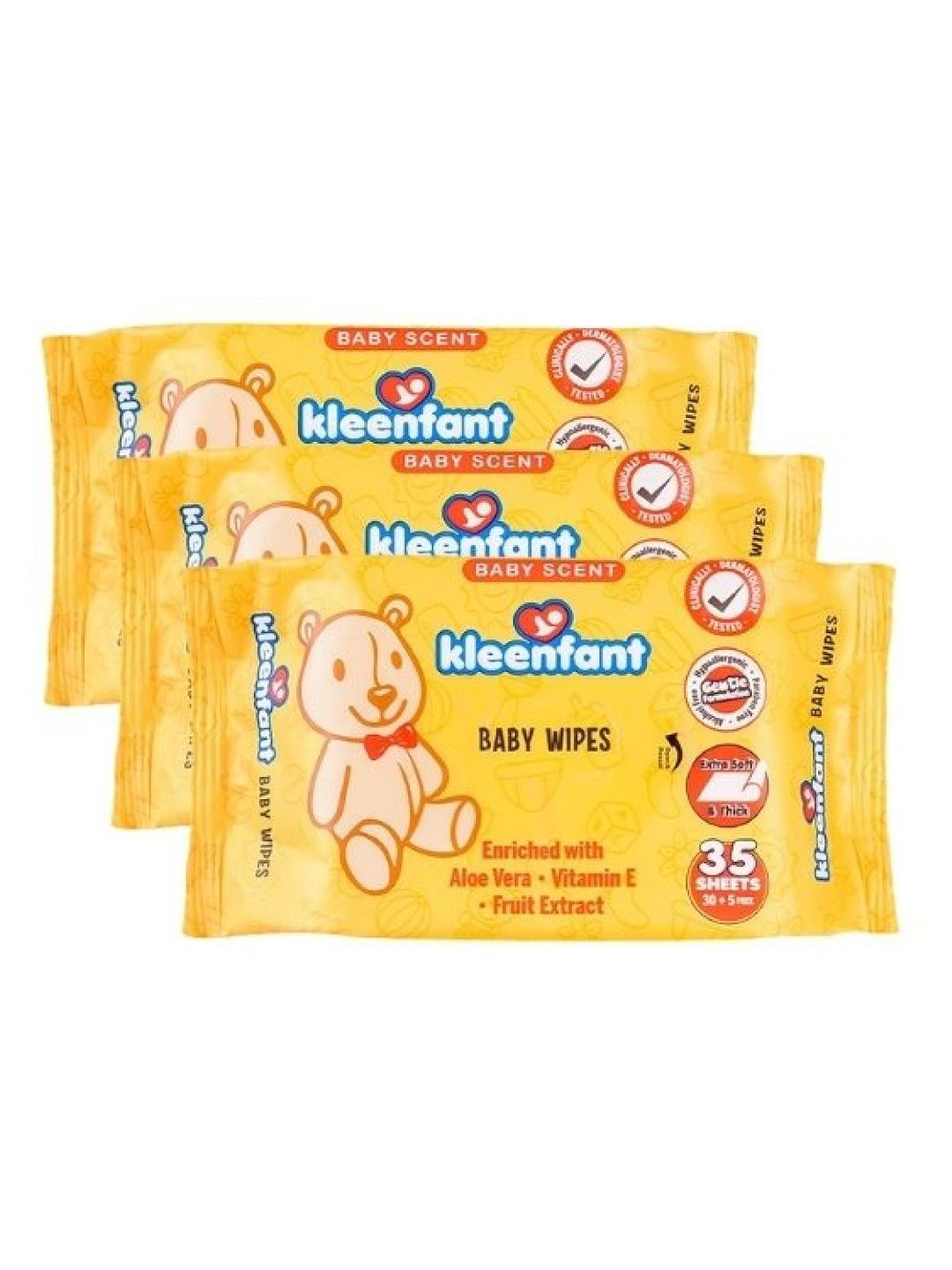 Kleenfant Baby Scent Scented Baby Wipes (35 sheets) Pack of 3 (No Color- Image 1)