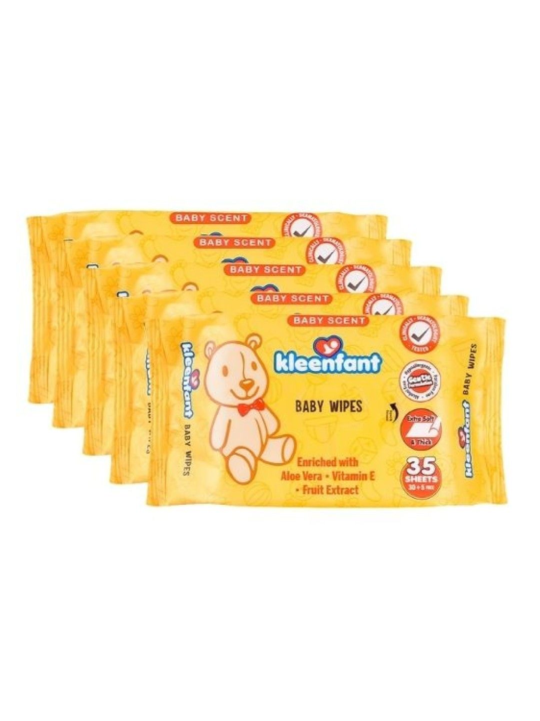 Kleenfant Baby Scent Scented Baby Wipes (35 sheets) Pack of 5 (No Color- Image 1)