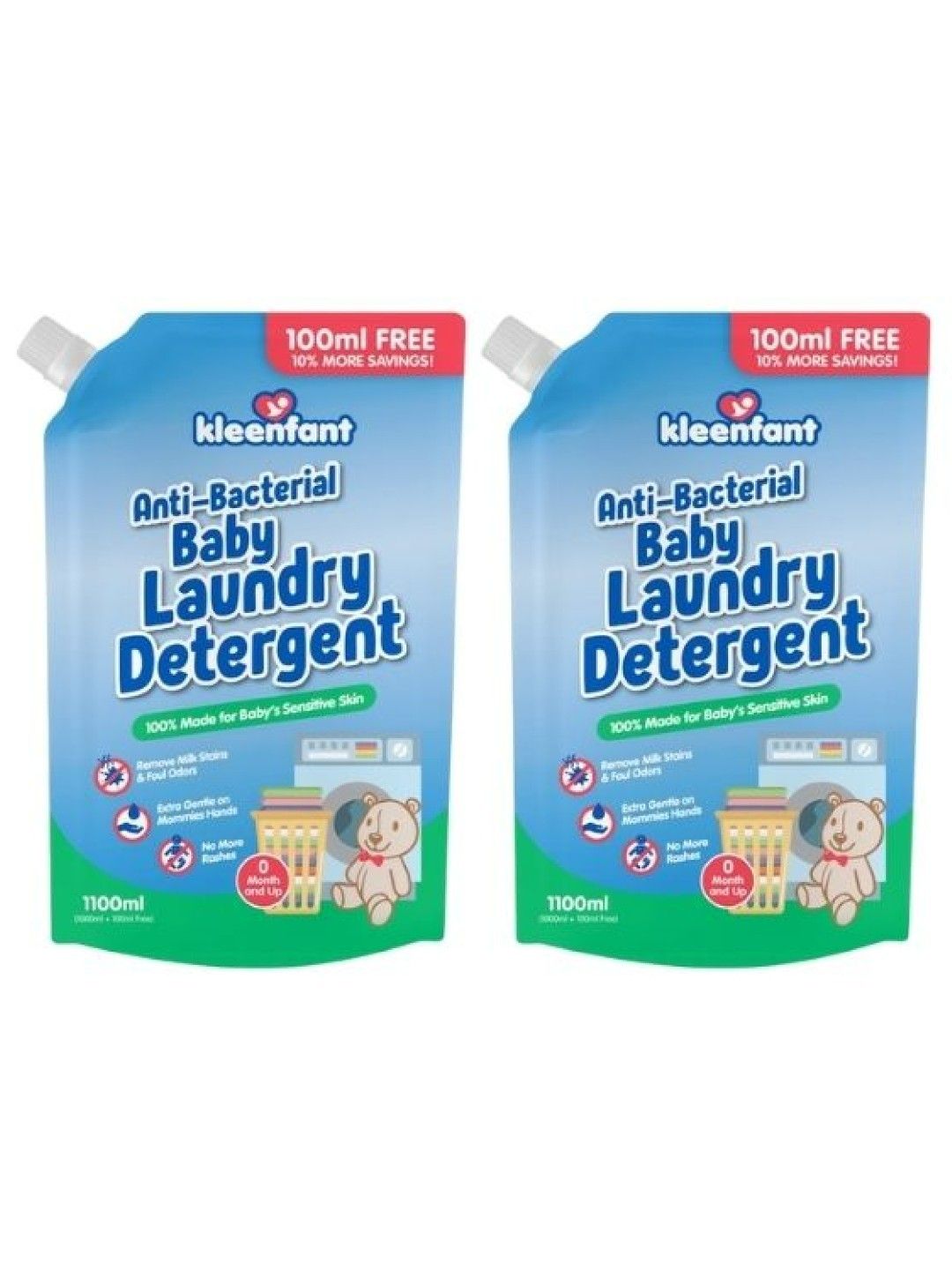 Kleenfant Antibacterial Baby Laundry Wash Refill (1100ml) Pack of 2