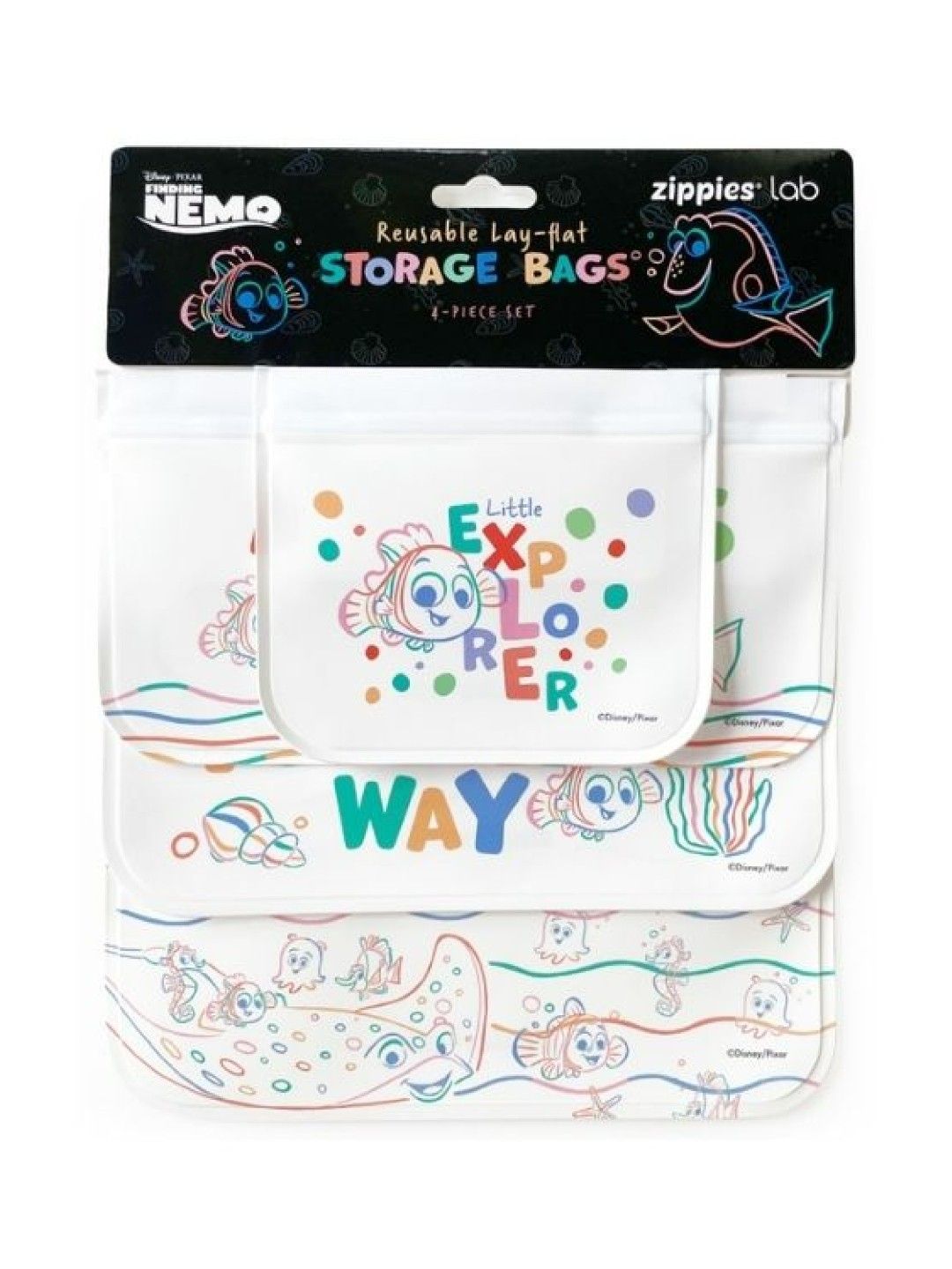 Zippies Disney Pixar Finding Nemo Layflat Reusuable Bags Set (4pcs) (No Color- Image 2)