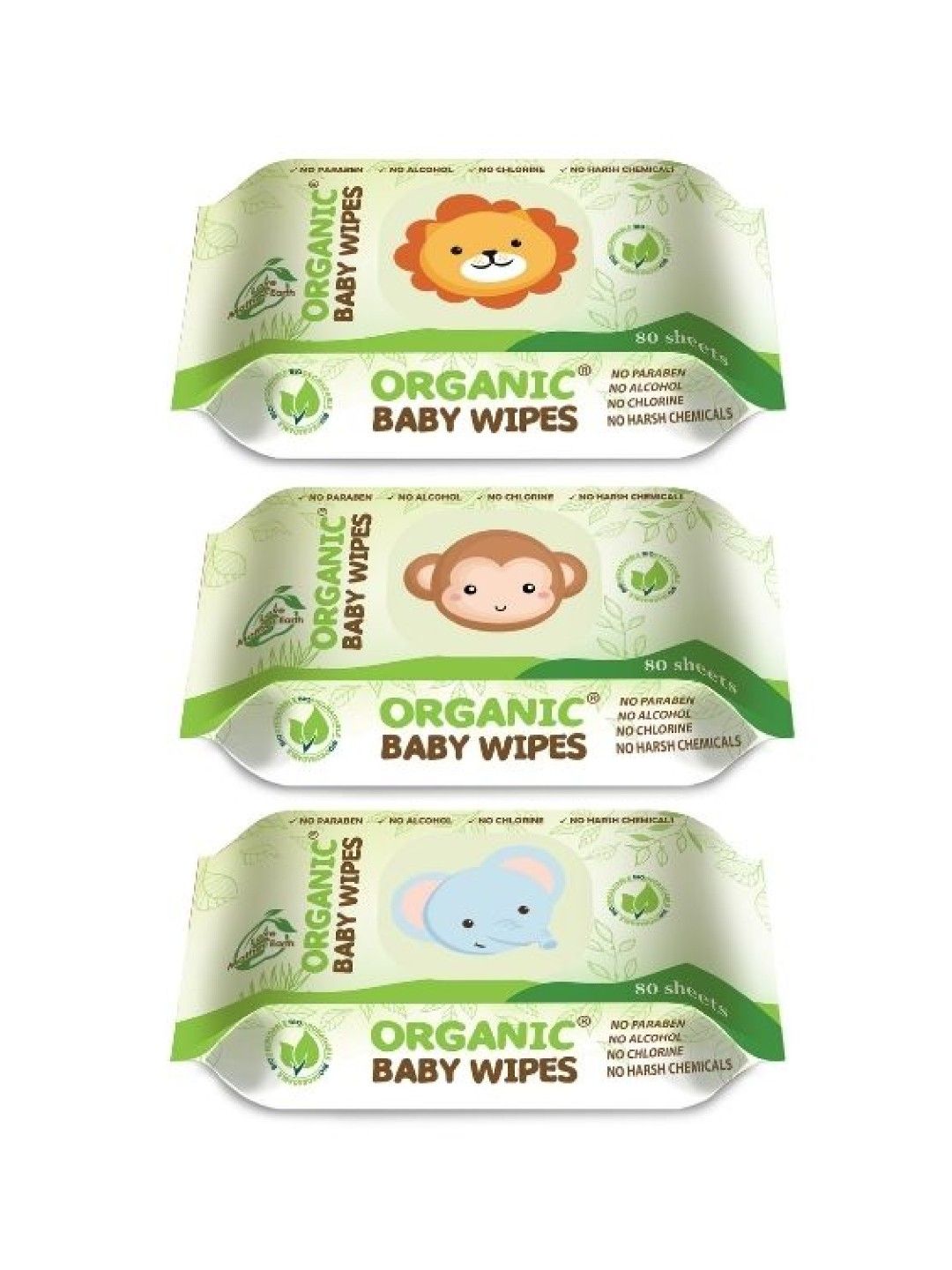 Organic Baby Wipes Baby Wipes Nature with Cap (80s) (No Color- Image 1)