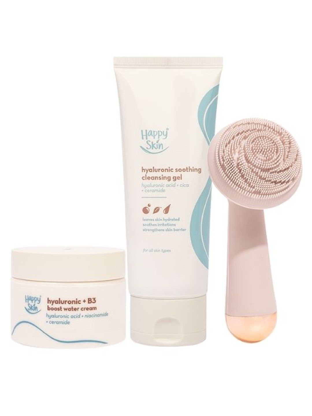 Happy Skin Cream Massage Set (Cleansing Gel + Water Cream + Massage Device)