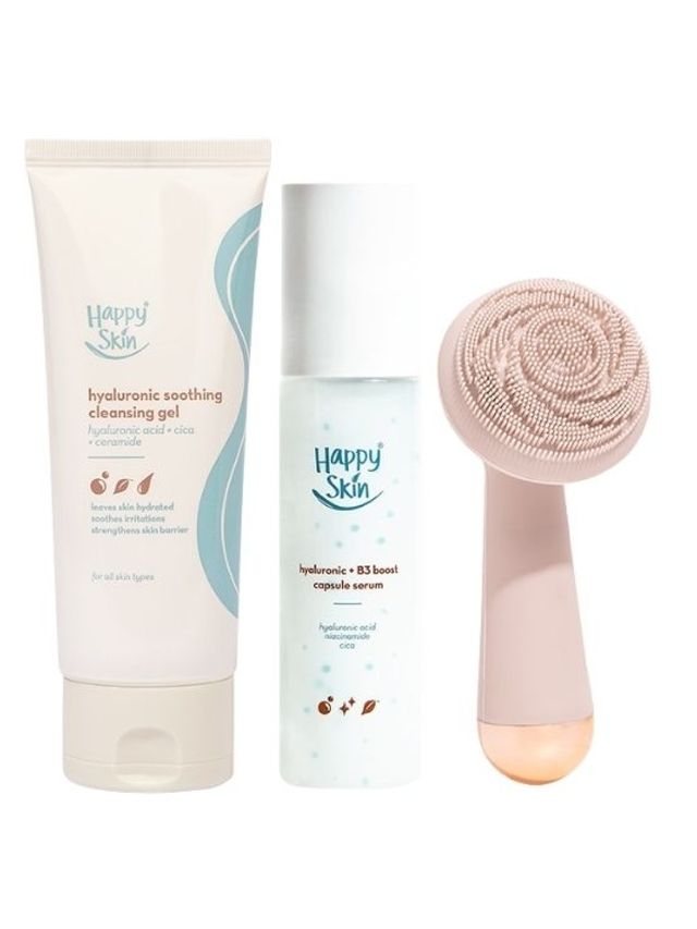 Happy Skin Serum Massage Set (Cleansing Gel + Serum + Massage Device)