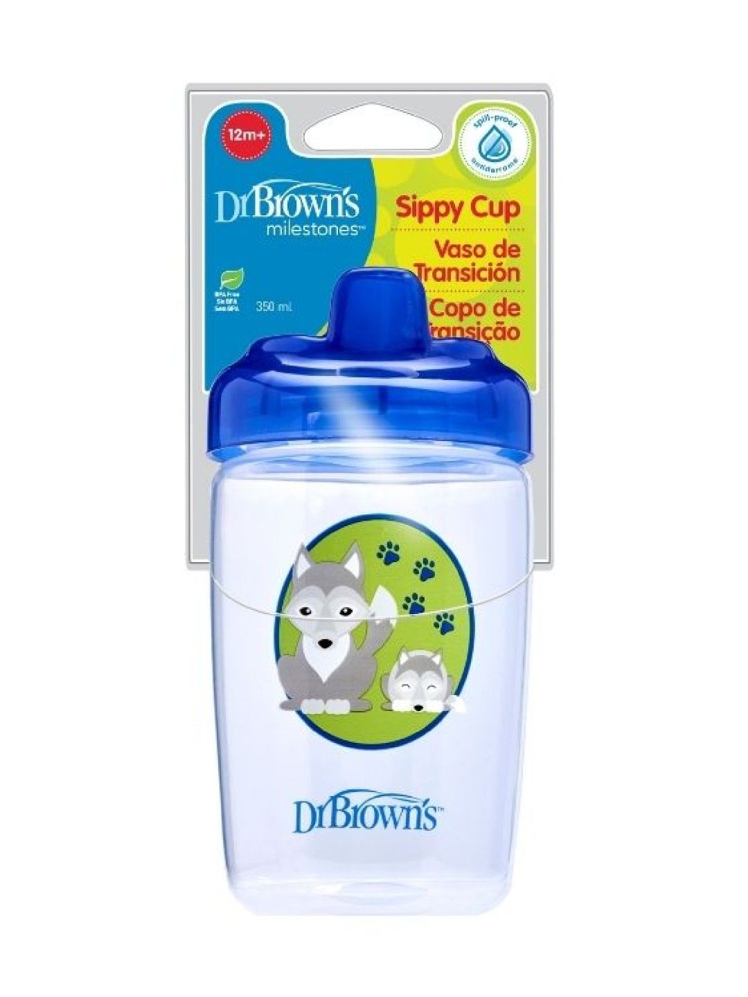Dr. Brown's Training Cup Hard Spout (12 oz/350 ml) Blue Wolf (No Color- Image 1)