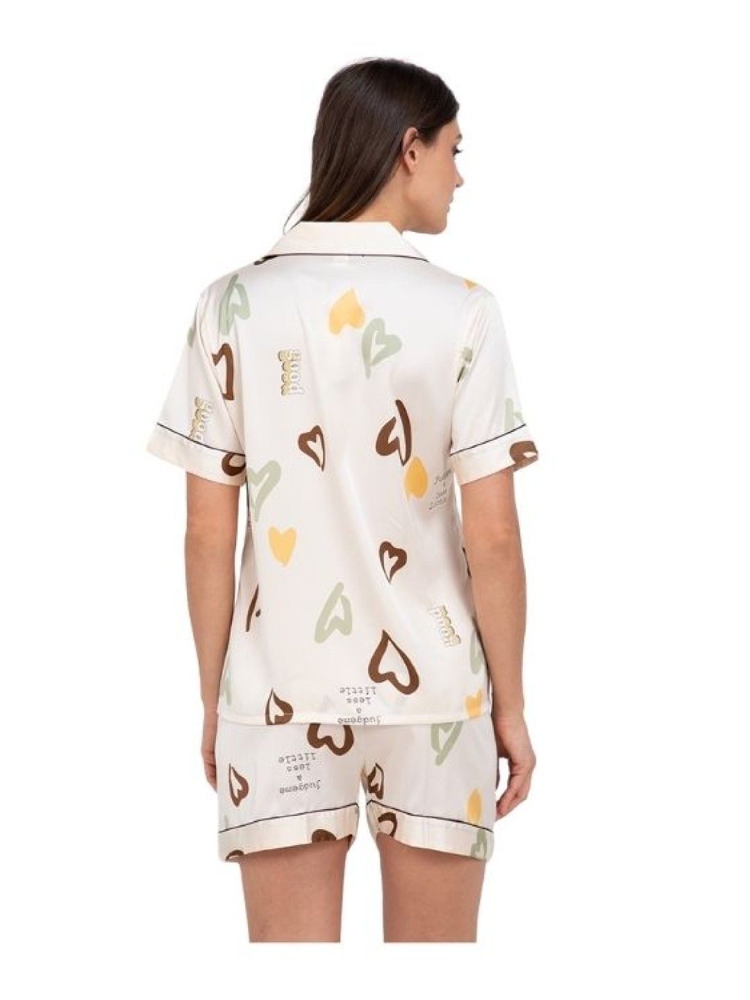 FEMINISM Heart Silk Shorts Set (White- Image 1)