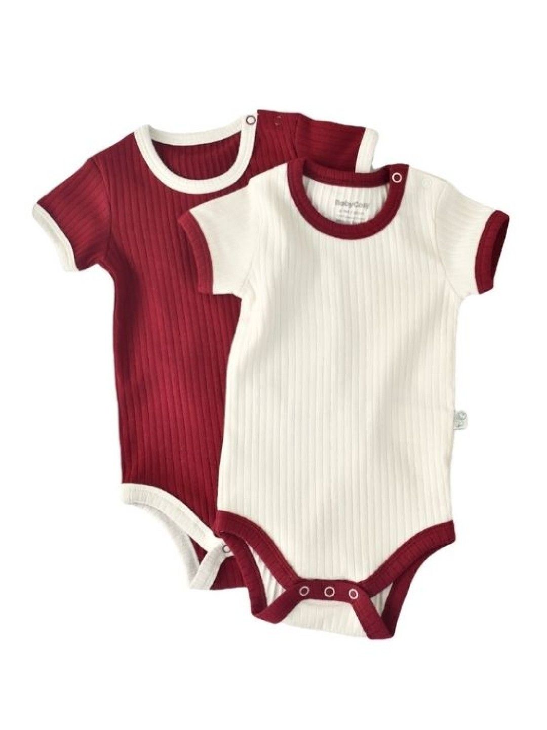 bean fashion Babycosy Organic Shortsleeves Bodysuit Set of 2 (Creamy White & Red- Image 1)