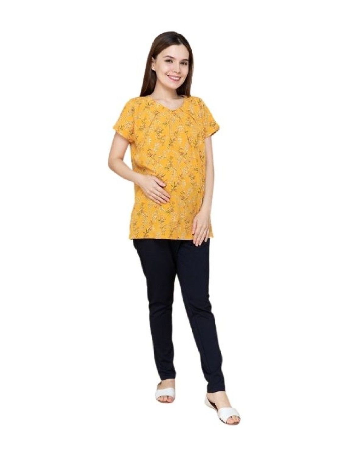 Mother2Be Krista Maternity Blouse (Yellow- Image 1)