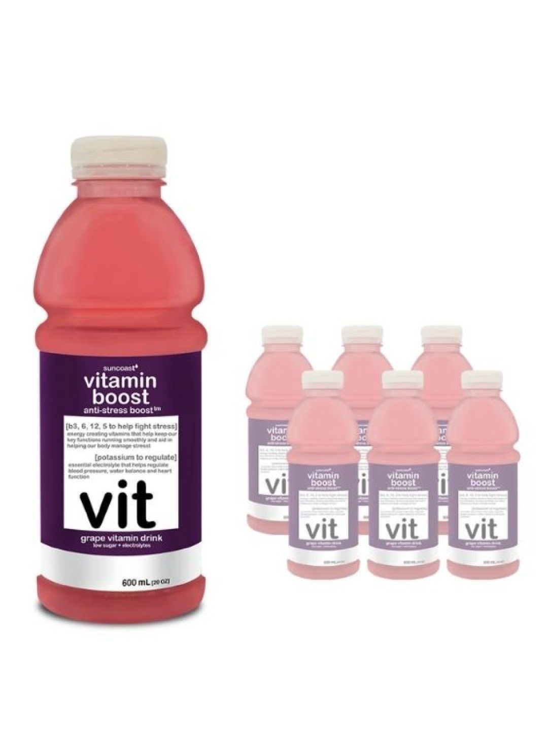 Vitamin Boost Anti-Stress Boost Grape Vitamin Drink (600ml) (6-pack)