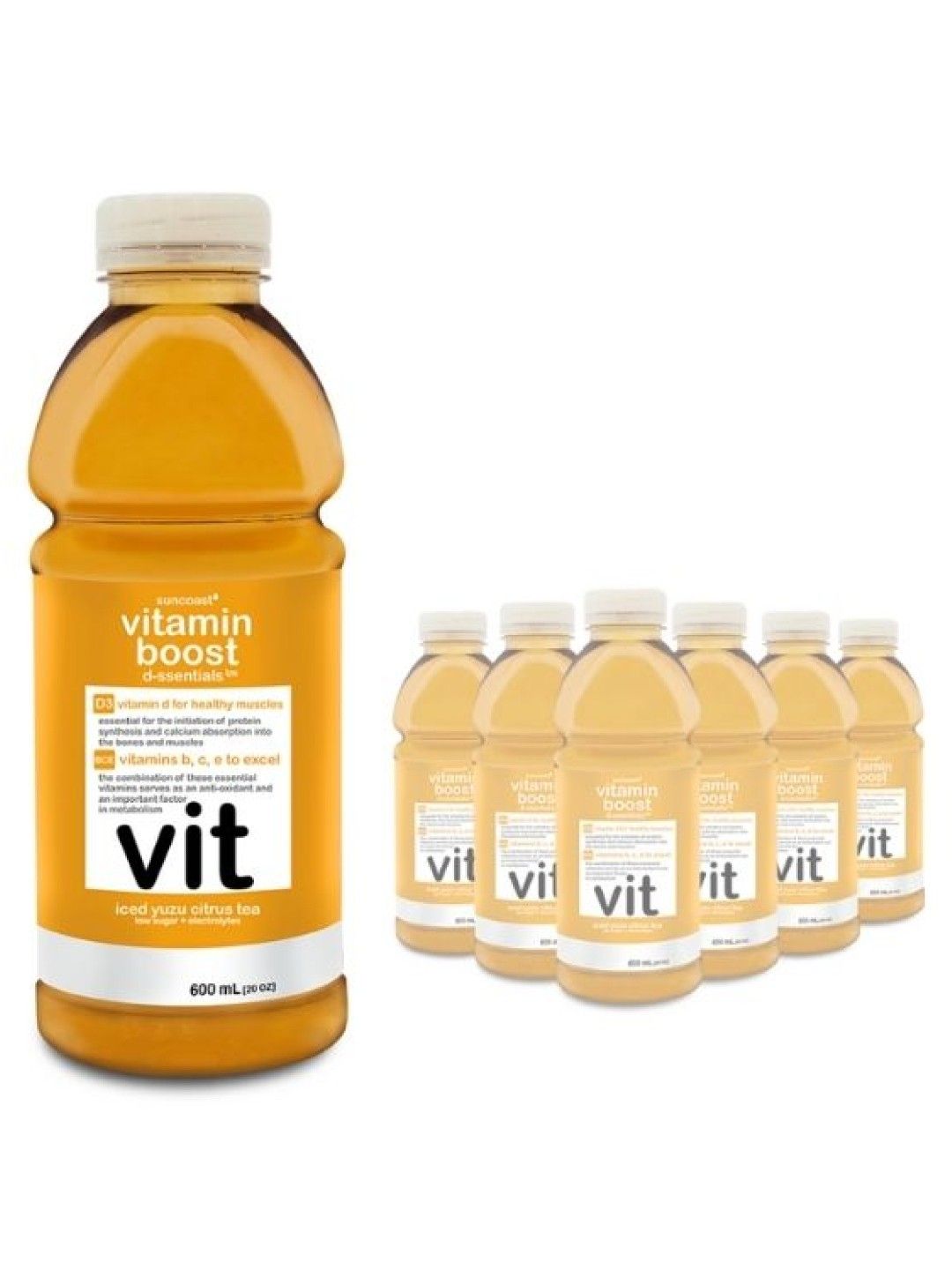 Vitamin Boost D-Essentials Iced Yuzu Citrus Tea (600ml) (6-pack) (No Color- Image 1)