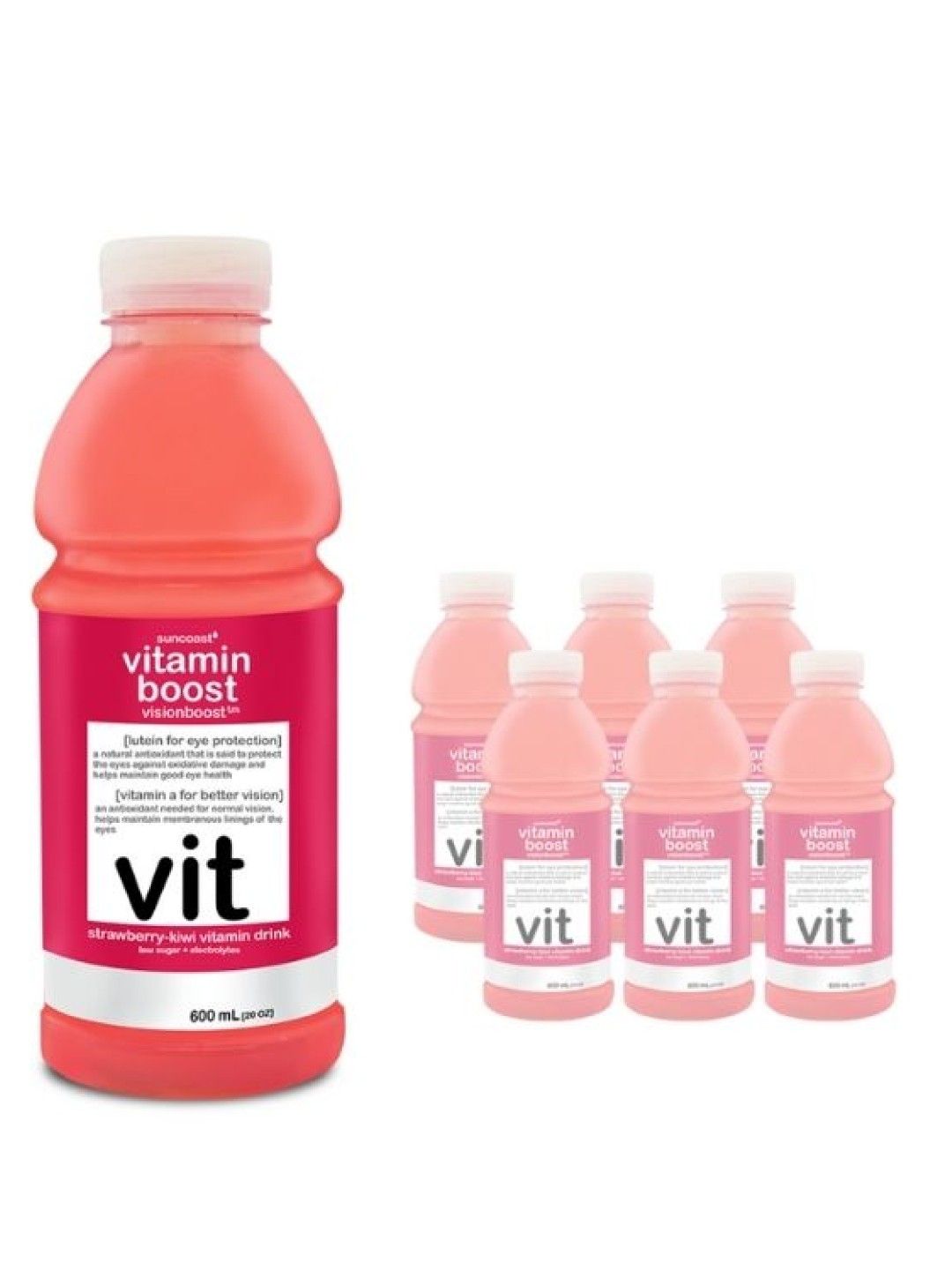 Vitamin Boost Visionboost Strawberry Kiwi Vitamin Drink (600ml) (6-pack)