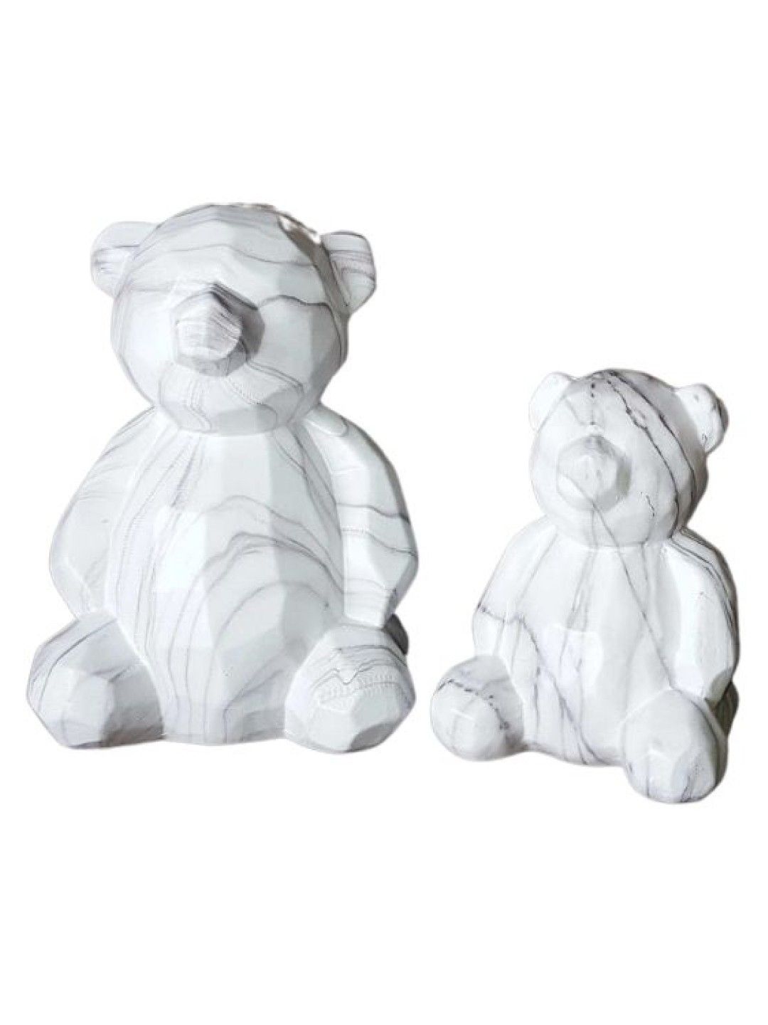 Knus PH Geometric Marble Bear And Son Decor Figurine (Set Of 2)