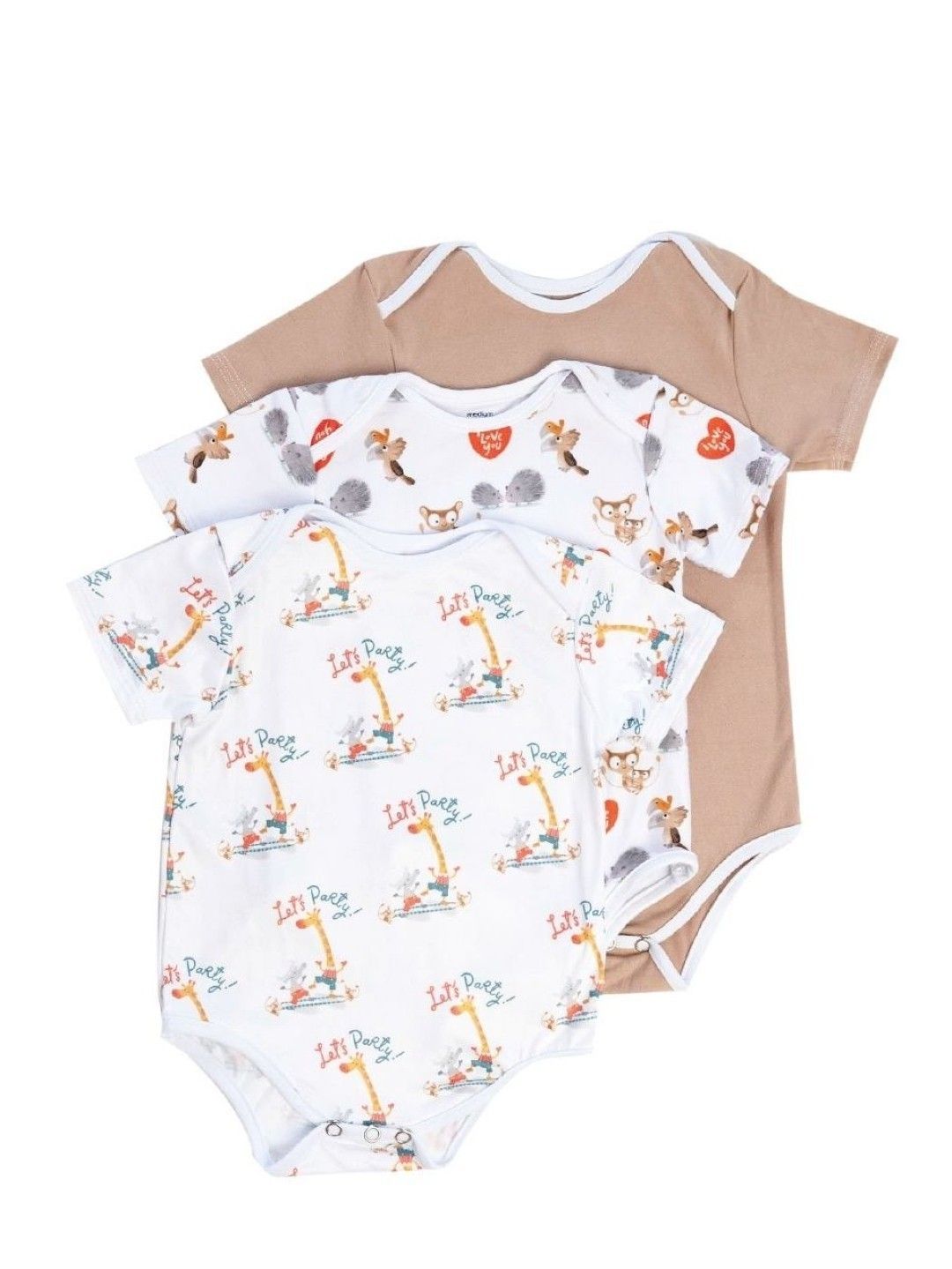 bean fashion Play Onesies by Robert Alejandro (Giraffe , Animals, and Plain Nude) - Set of 3 (No Color- Image 1)