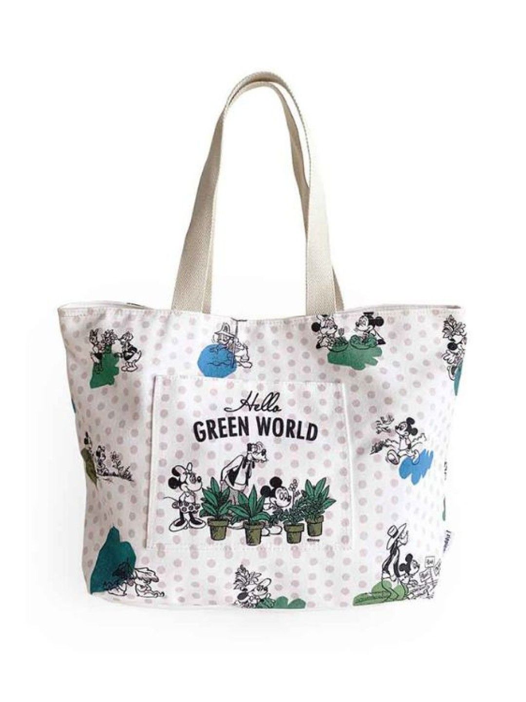 Zippies Lab Mickey Hello Green World Multi-pocket Grocery Tote (No Color- Image 1)