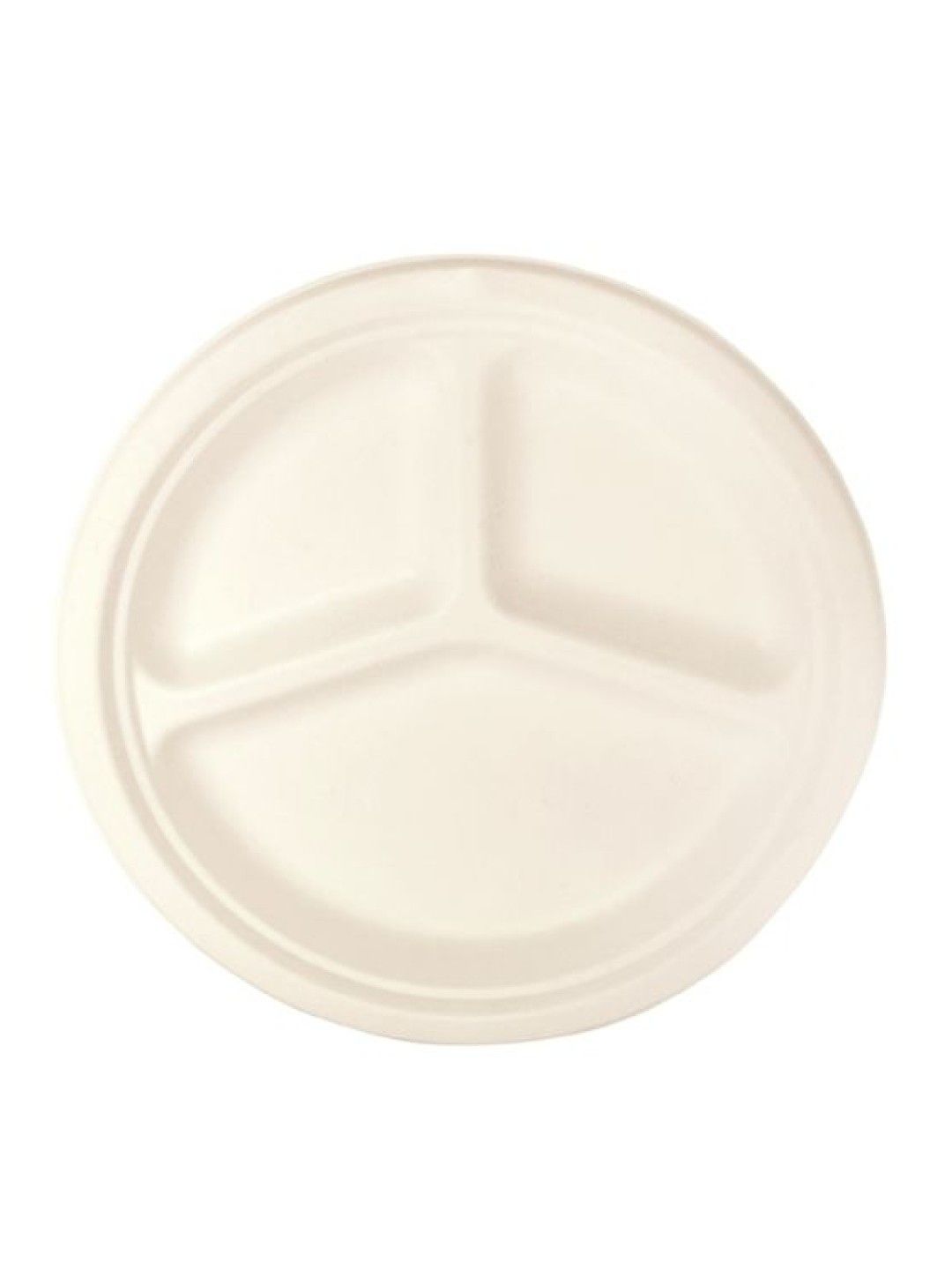 Econtainer Sugarcane Bagasse 3-compartment Plate Eco-friendly (10 inches)- Pack of 50 (No Color- Image 1)