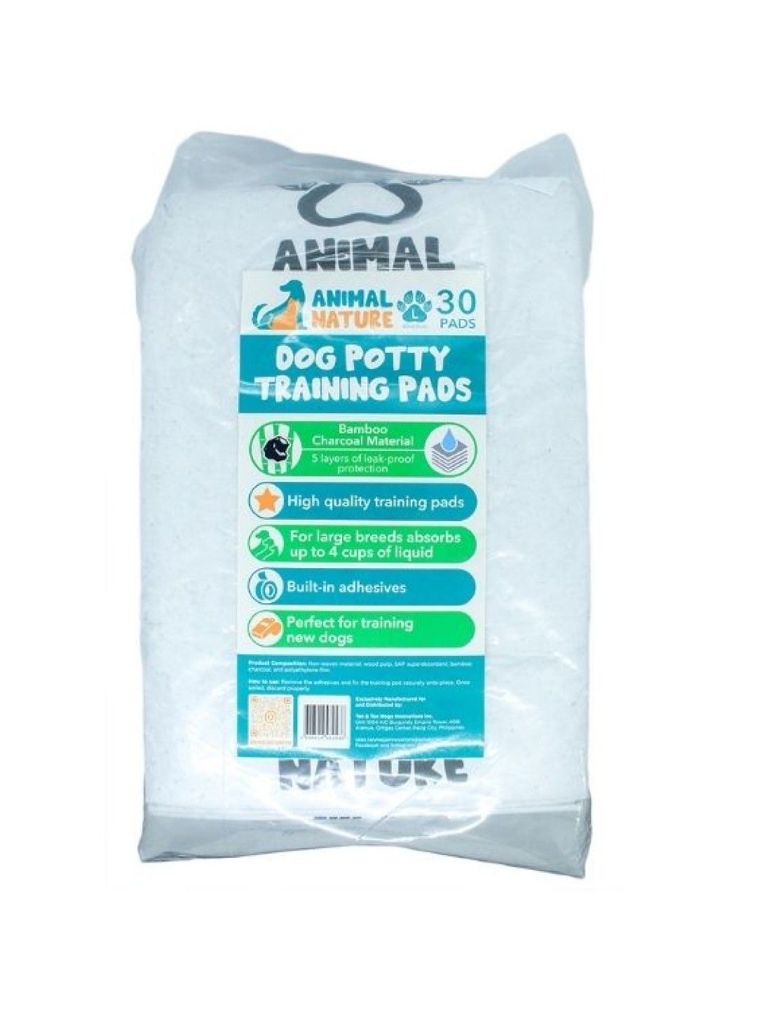 Animal Nature Training Pads Pee Pads and Underpads for Dogs with Bamboo and Charcoal Fiber