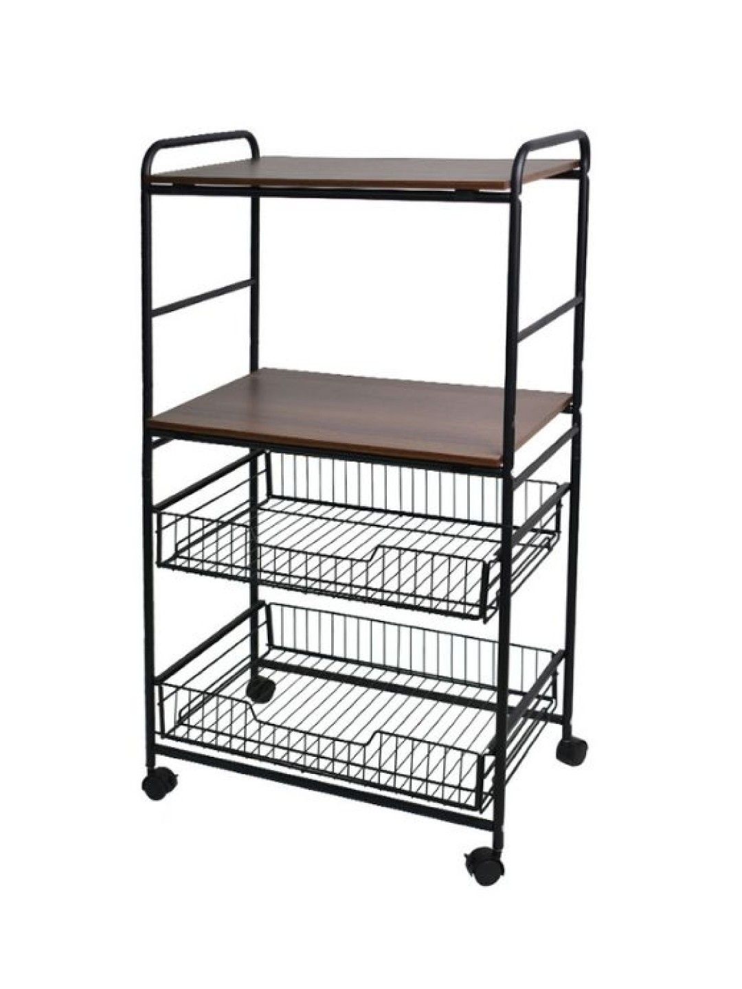 Sunbeams Lifestyle Nest Design Lab Premium Durable Kitchen Basket Rack 4-Tier with Wheels