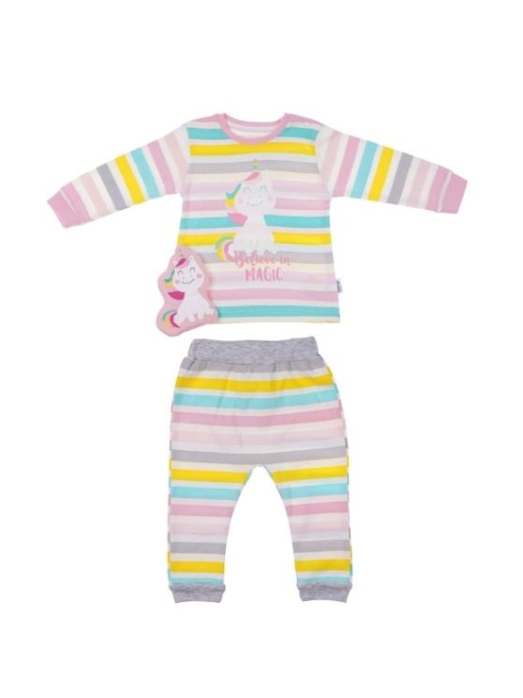 bean fashion Wogi Play Unicorn Pajama Set (Colored Stripes- Image 1)