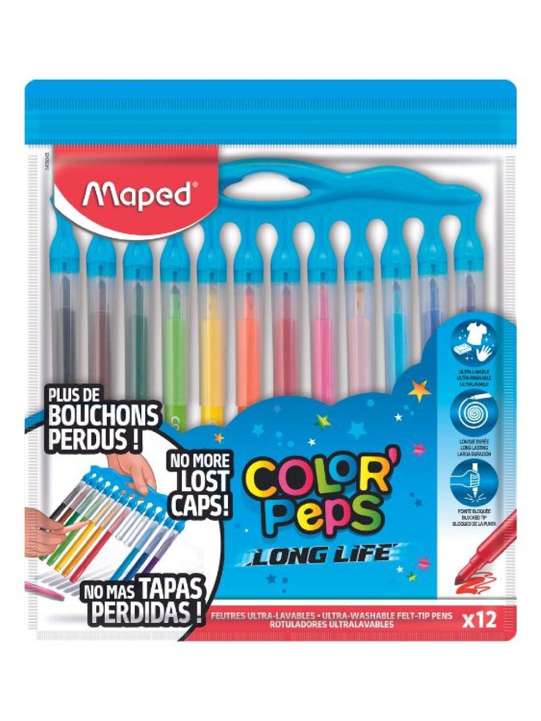 Maped Color'Peps Long Life Innovation Felt Pens - (Set of 12) (No Color- Image 2)