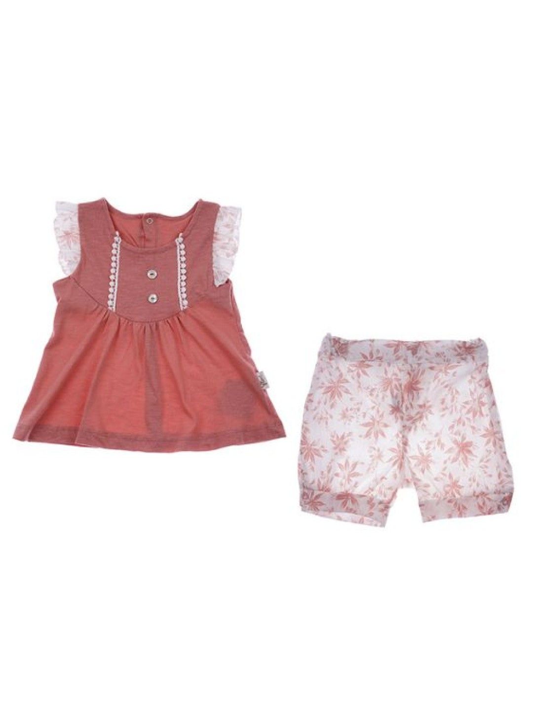 Cottonkind Flexi 2-Piece Set Blouse and Shorts (Peach- Image 1)