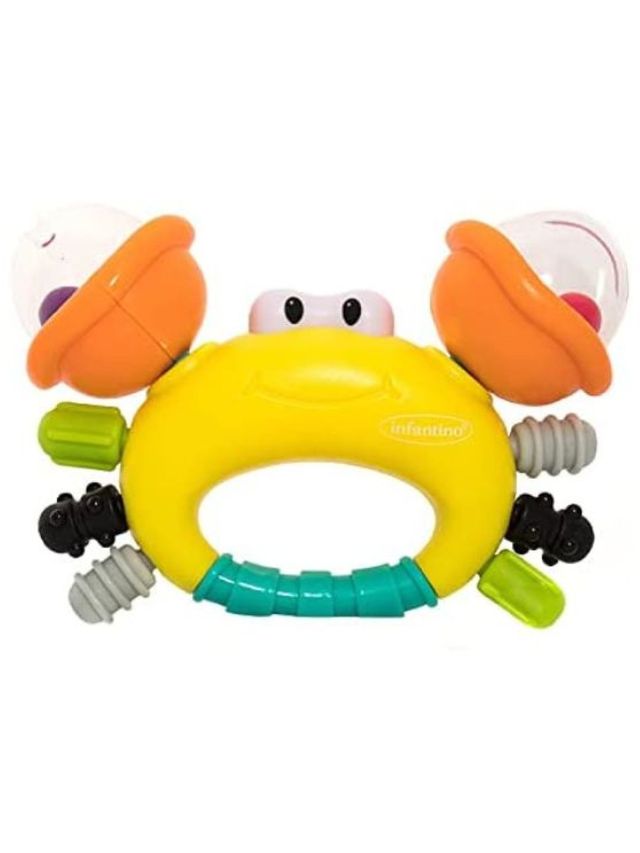 Infantino Sand Crab - Rattle and Teether Yellow (Bpa-Free)