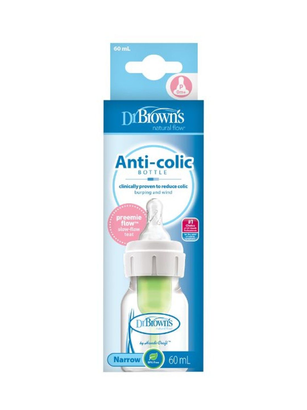Dr. Brown's Feeding Bottle (60 ml) PP Narrow Options+ Bottle with Preemie Nipple (1-Pack) (No Color- Image 2)