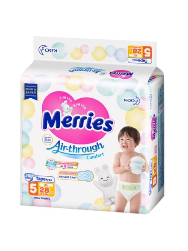 Merries Air-through Comfort Taped Diapers Extra Large (28 pcs)