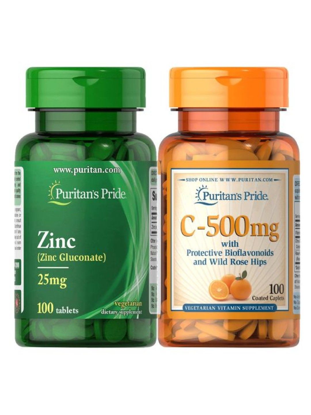 Puritan's Pride Double Immunity Bundle (Vitamin C + Zinc 25mg) (No Color- Image 1)