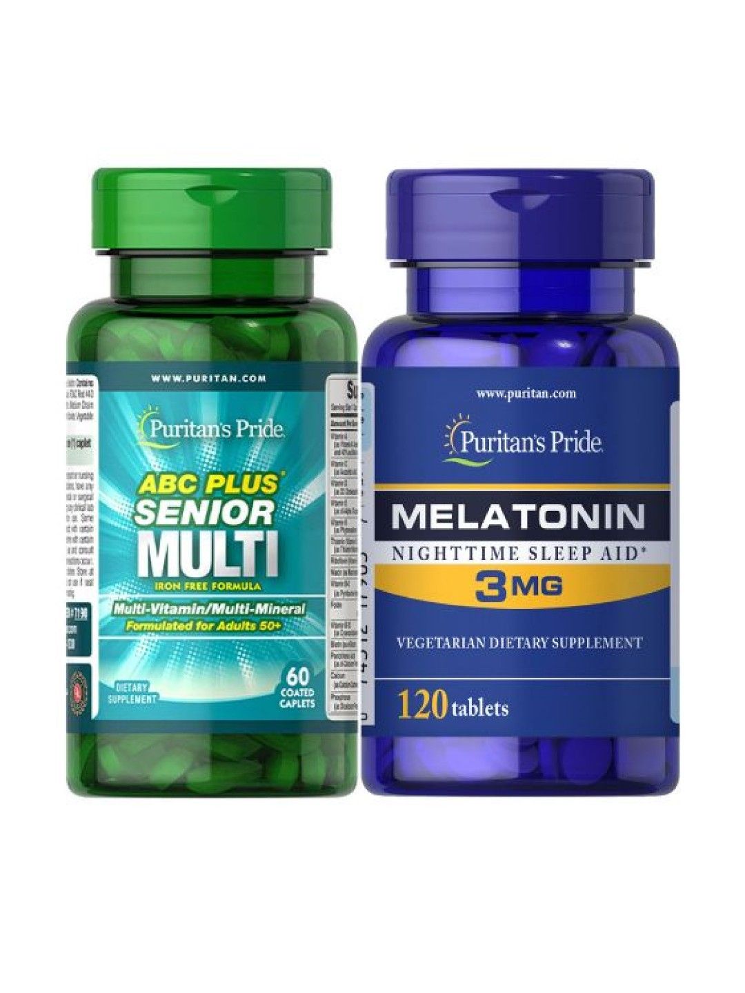 Puritan's Pride Senior Immunity Bundle (ABC Plus Senior Multivitamins + Melatonin 3mg) (No Color- Image 1)