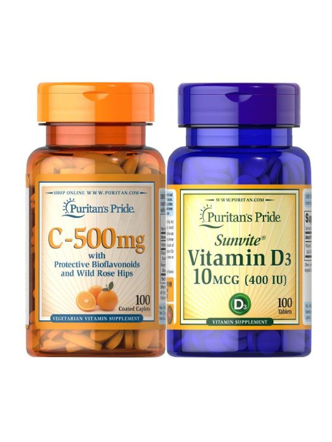 Puritan's Pride Power Up Immunity Bundle (Vitamin C + Vitamin D3) (No Color- Image 1)