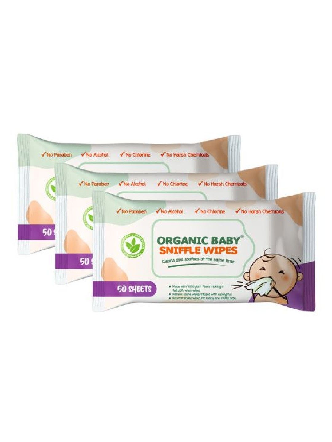 Organic Baby Wipes Sniffles Pack of 3