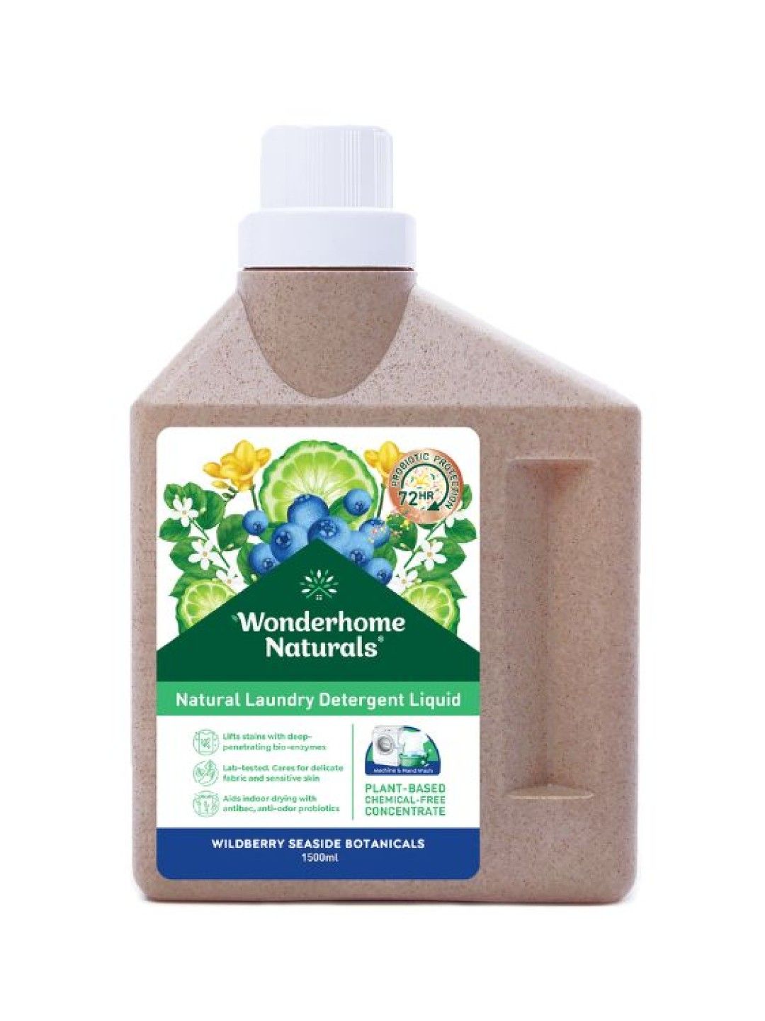 Wonderhome Naturals Natural Laundry Detergent Liquid (1500ml) (Wildberry Seaside Botanicals- Image 1)