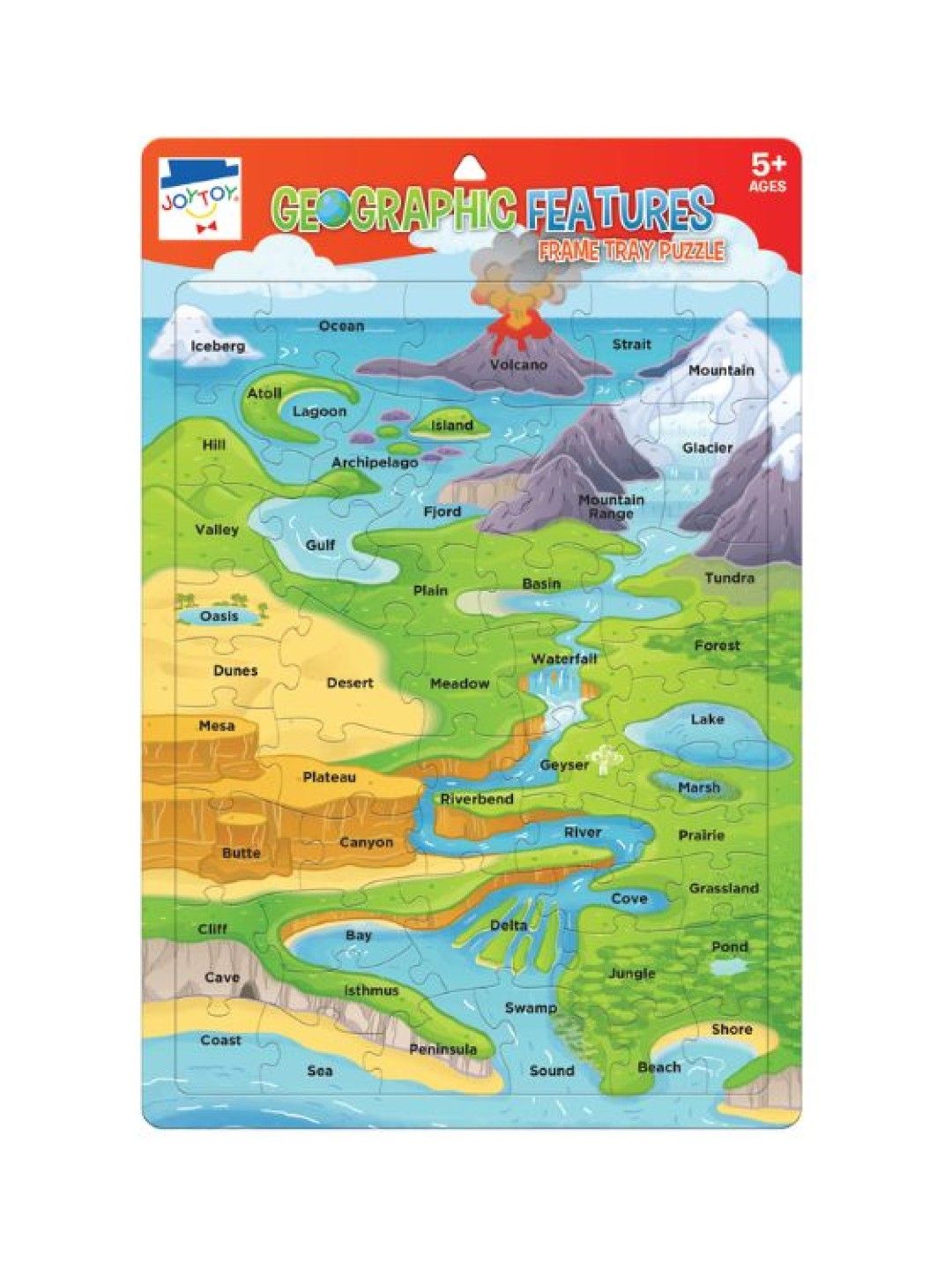 Joytoy Geographic Features Frame Tray Puzzle (No Color- Image 1)